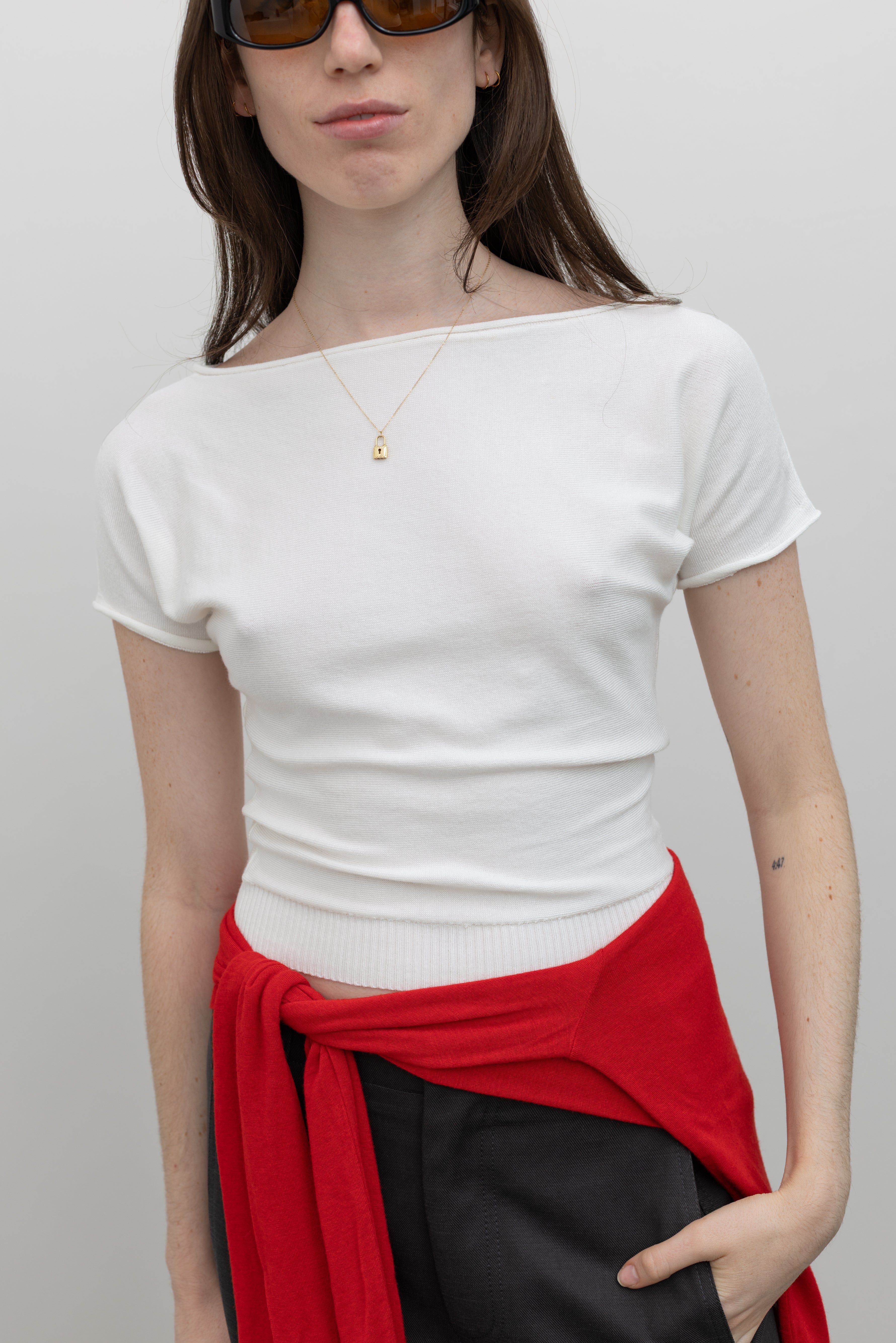 Red Linen Layered Shawl