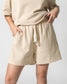 Textured Tan Drawstring Shorts