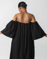 Black Linen Off The Shoulder Midi Dress