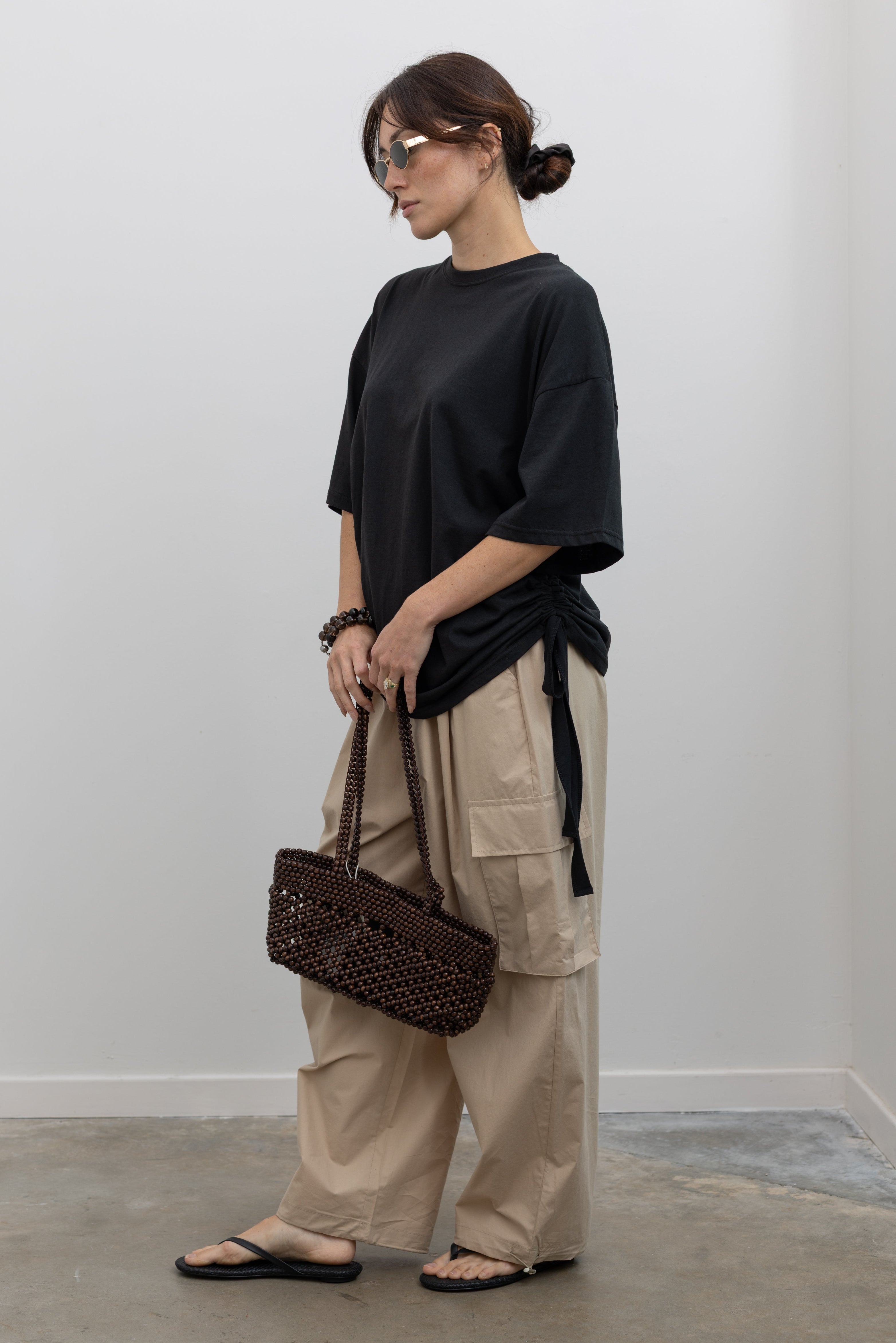 alas eius breathable wide-leg cargo pants with drawstring waist at alas eius