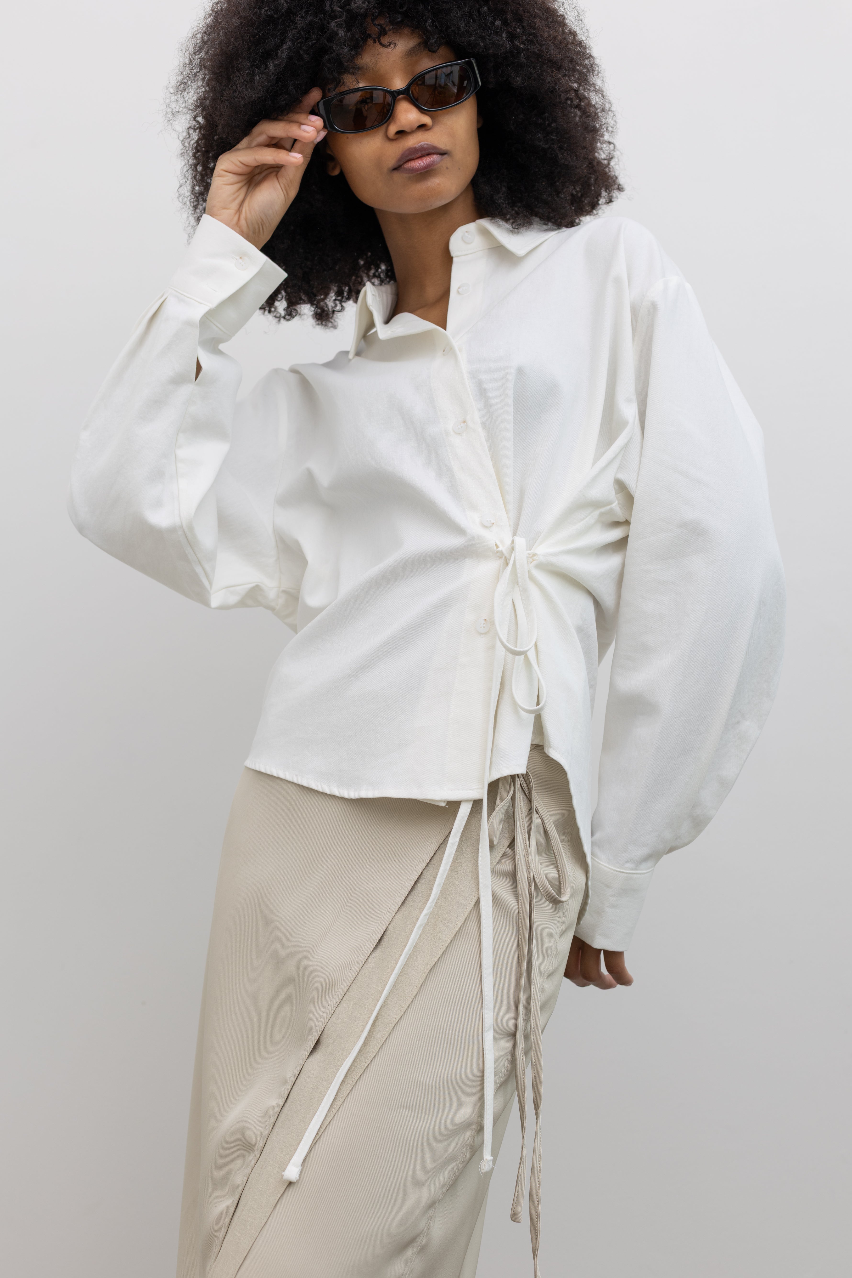 Beige Silky Layered Midi Wrap Skirt – alas eius