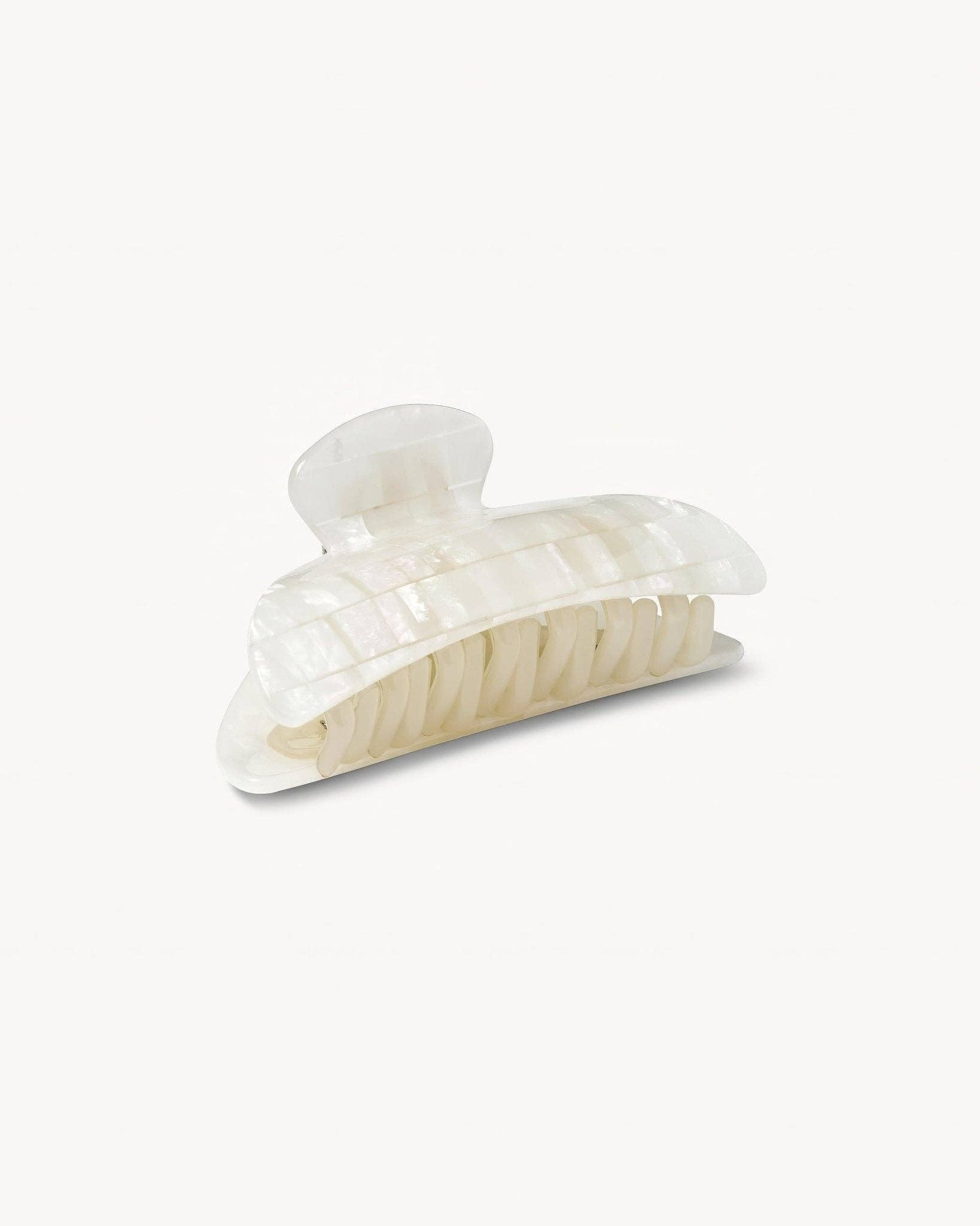 Alas Eius MACHETE Midi Heirloom Hair Claw in Opalite Shell Checker Reinforced Hardware Hair Clip for All Hair Types at Alas Eius