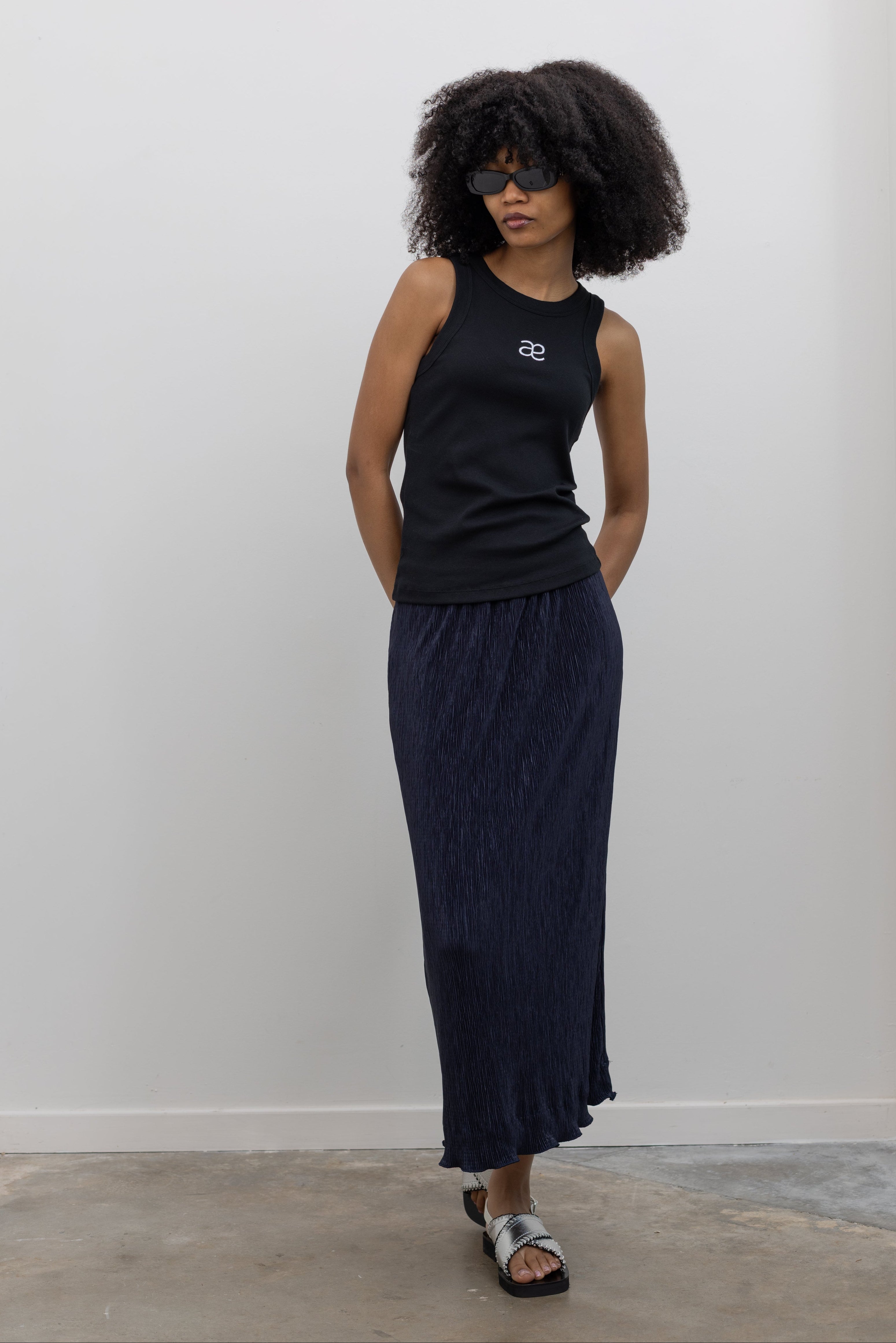 Alas Eius Modern Ribbed Cotton Tank with Lightweight Comfort and Signature AE Embroidery at Alas Eius