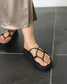 Black Leather Geometric Thong Sandals
