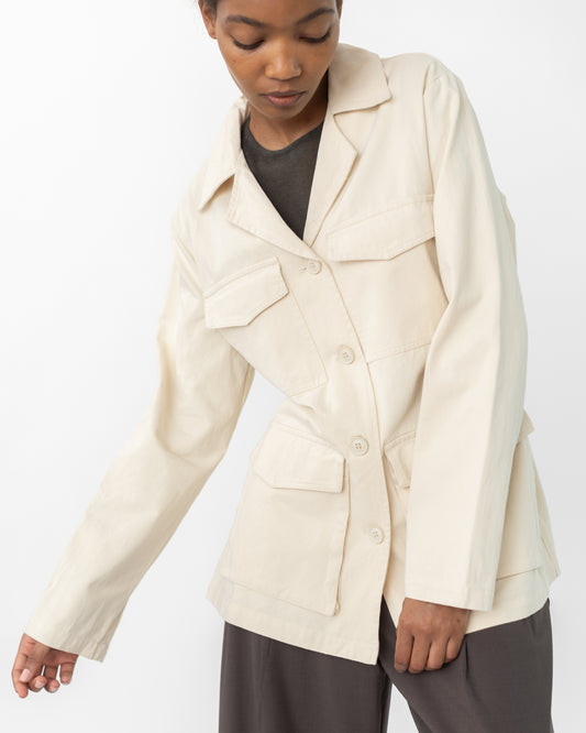 Cream Cotton Tailored Jacket