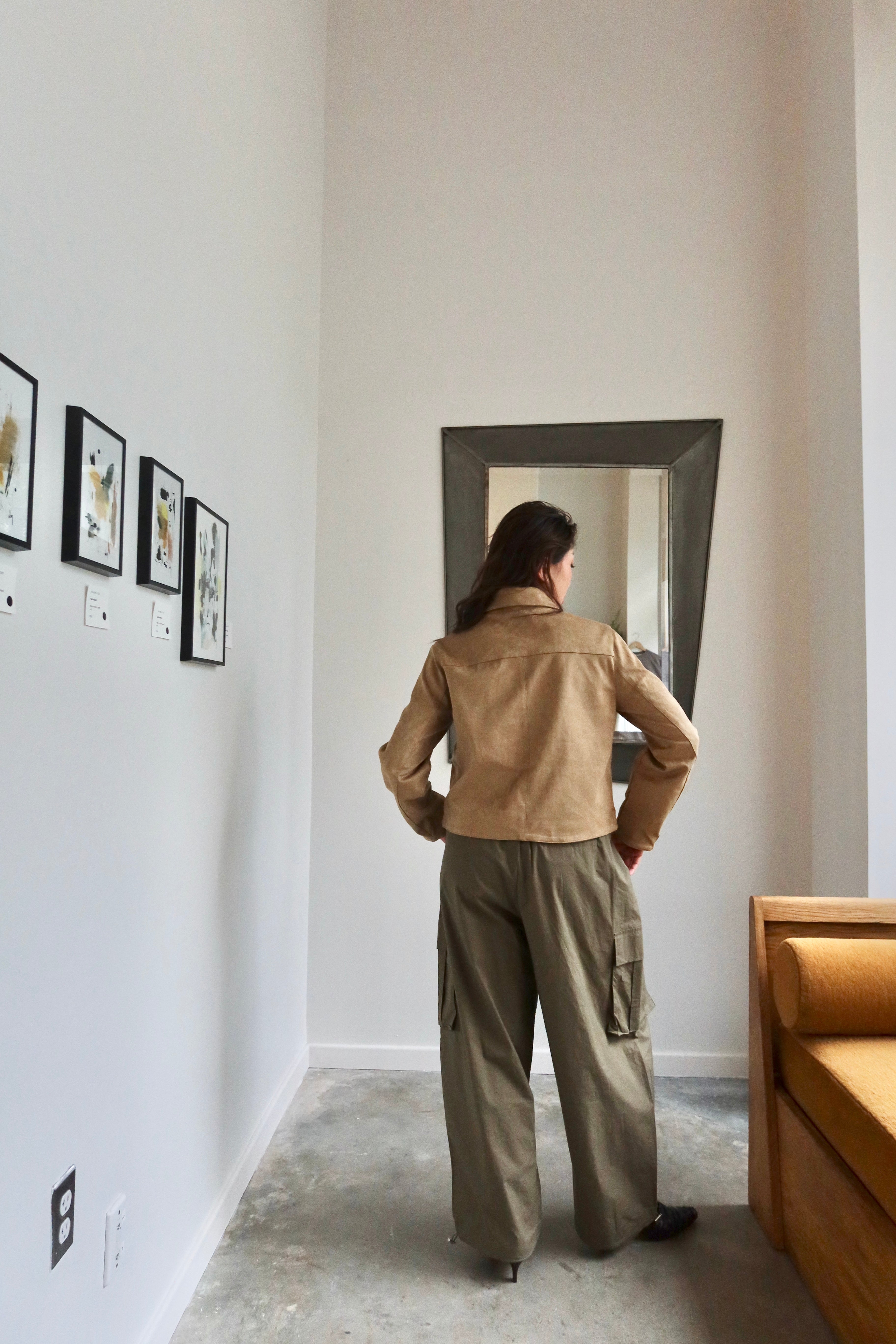 Tan Faux Suede Collared Jacket