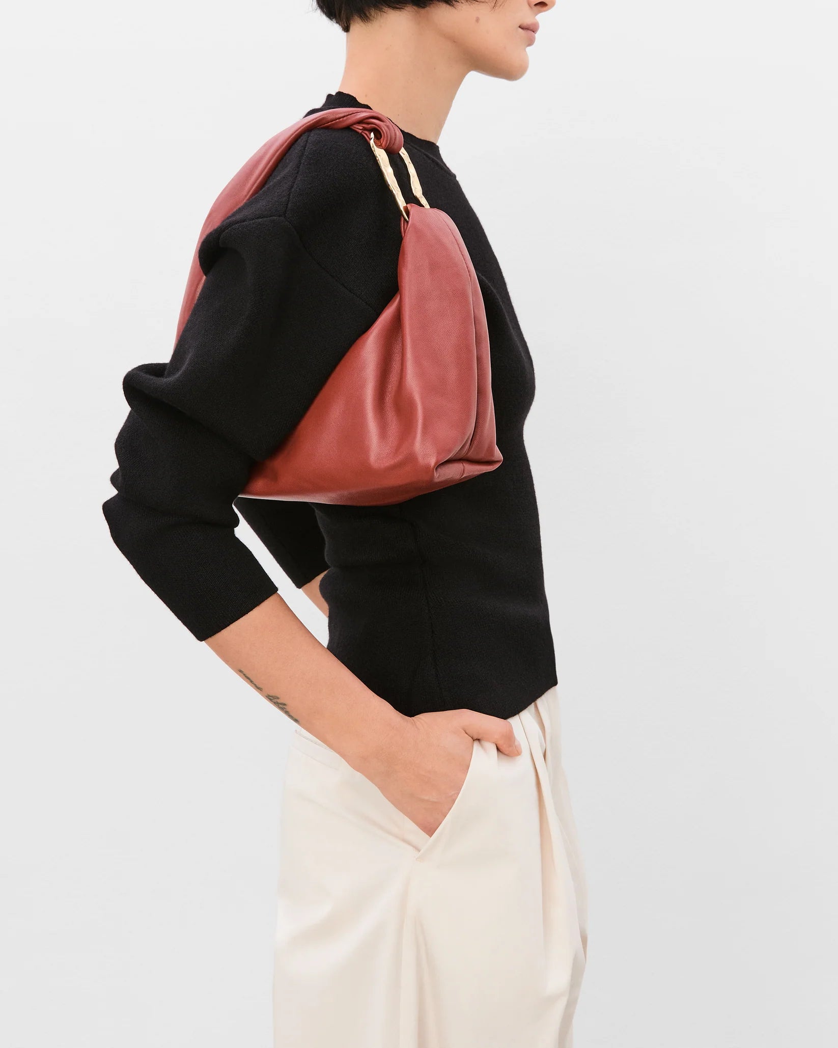 Amanda Leather Shoulder Bag Brick Red