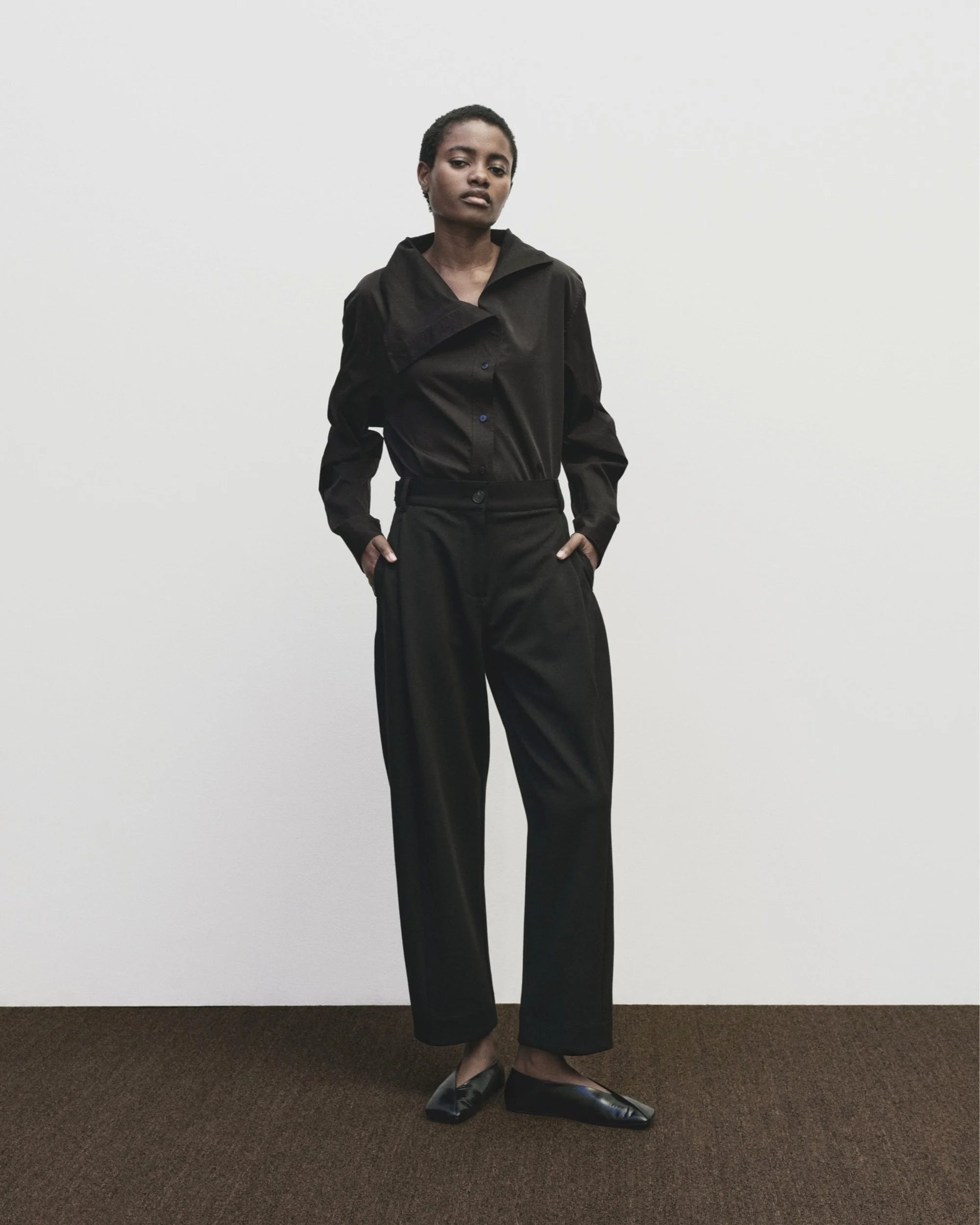 Black Asymmetric Cotton Shirt