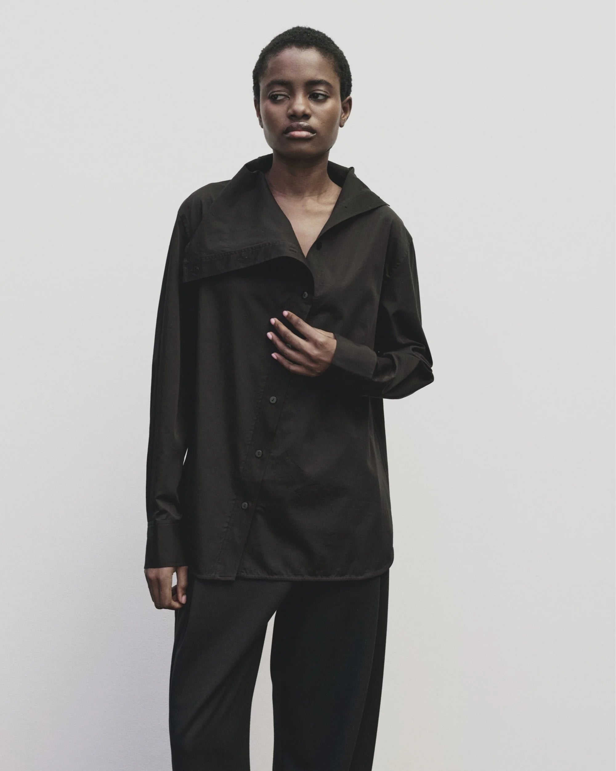Black Asymmetric Cotton Shirt