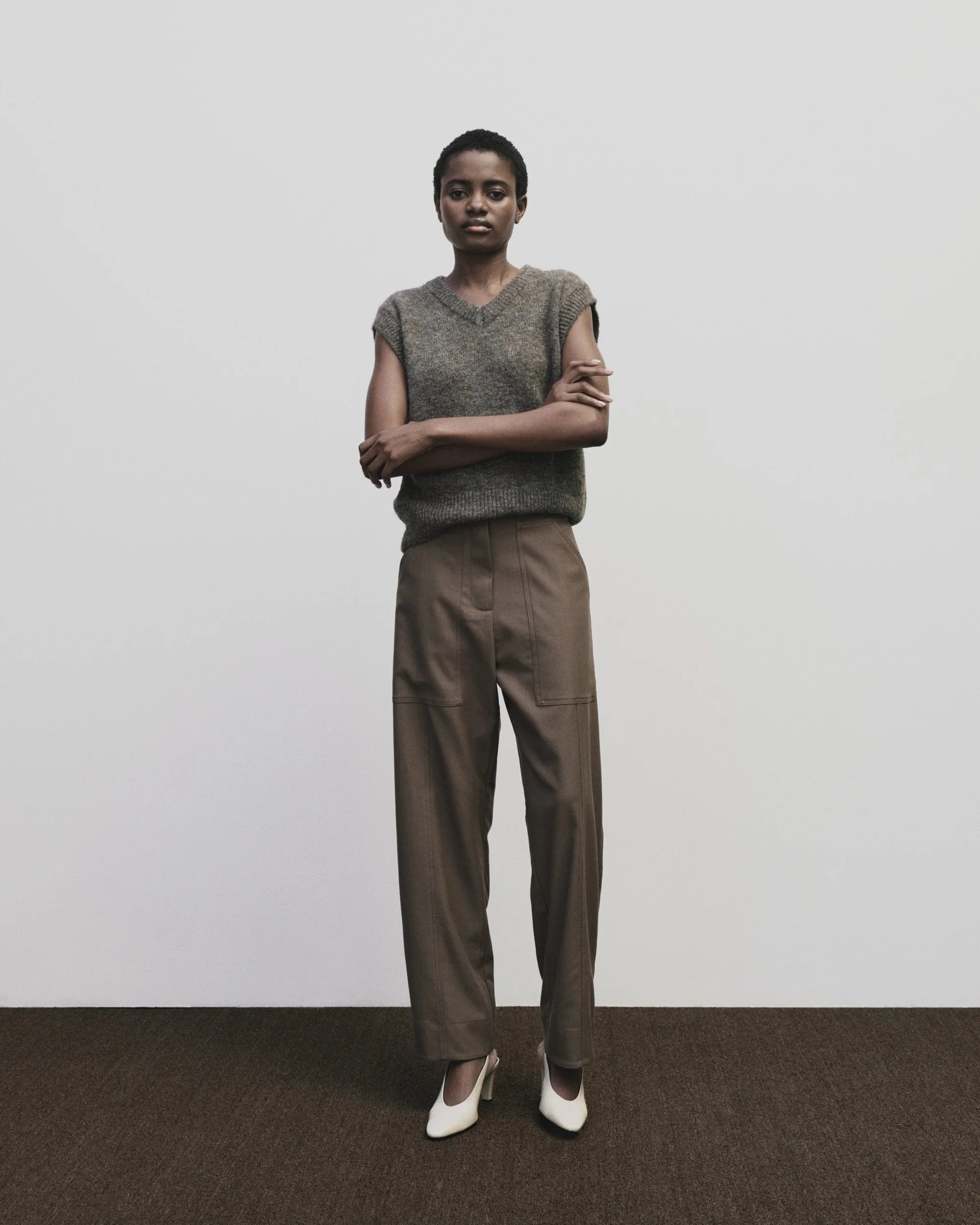 Light Brown Wool Blend Workwear Pants