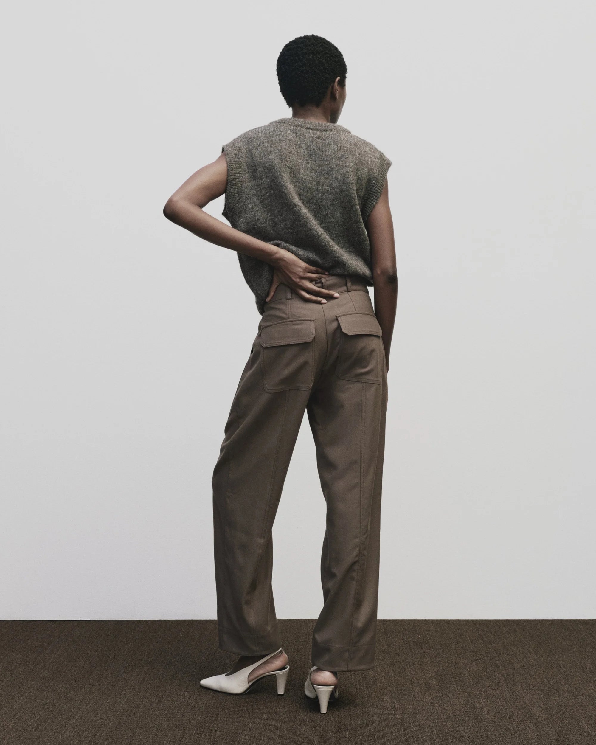 Light Brown Wool Blend Workwear Pants