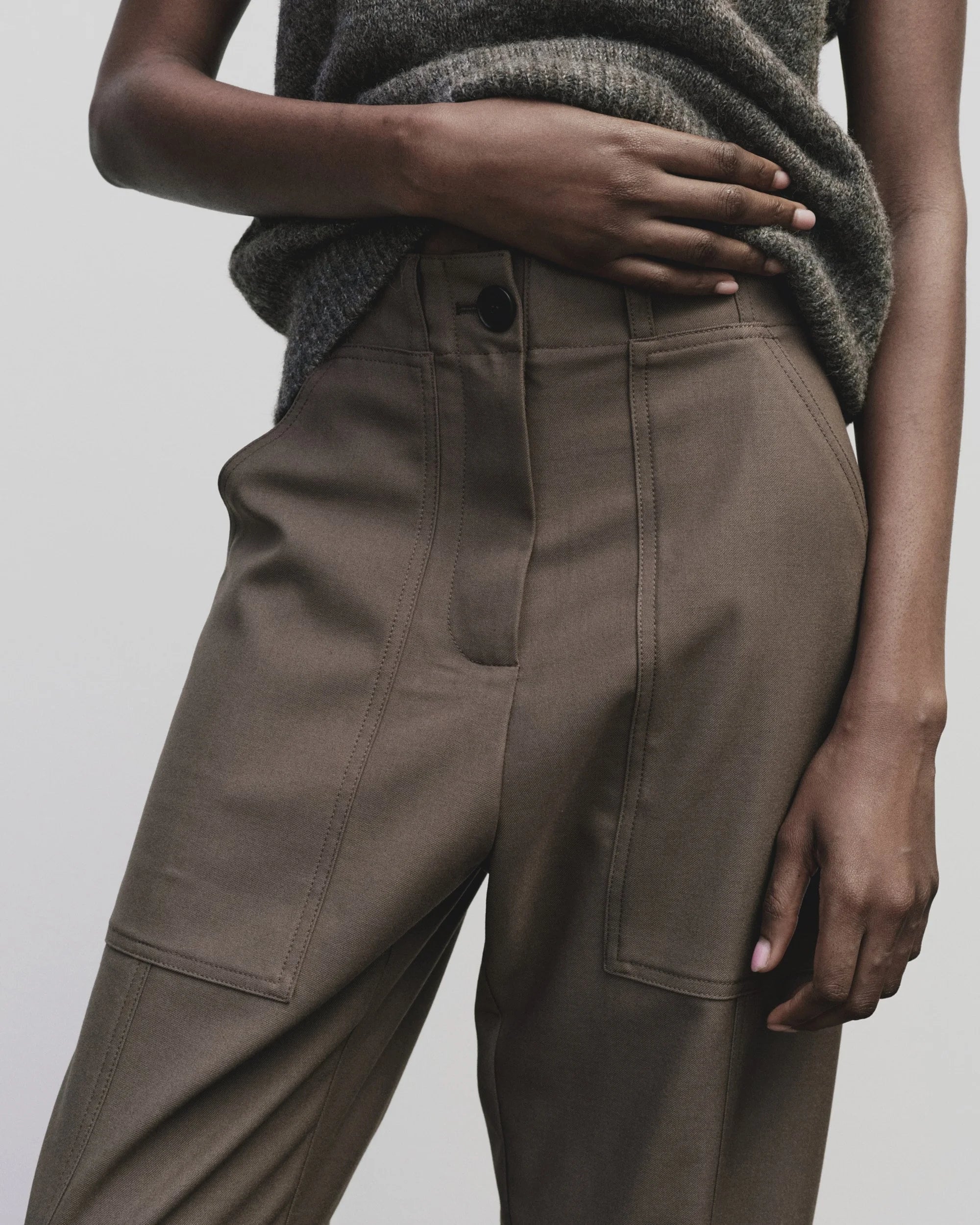 Light Brown Wool Blend Workwear Pants
