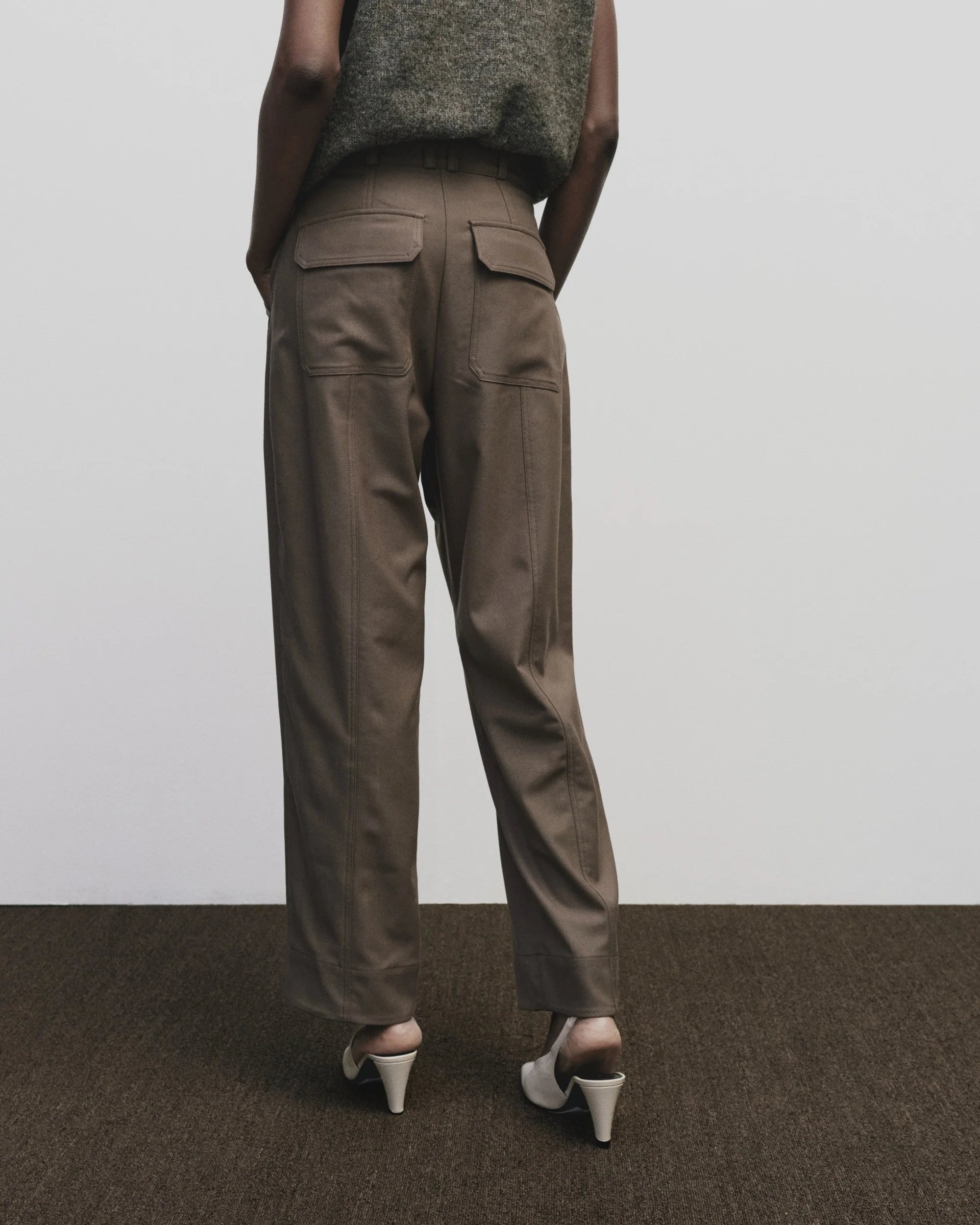 Light Brown Wool Blend Workwear Pants