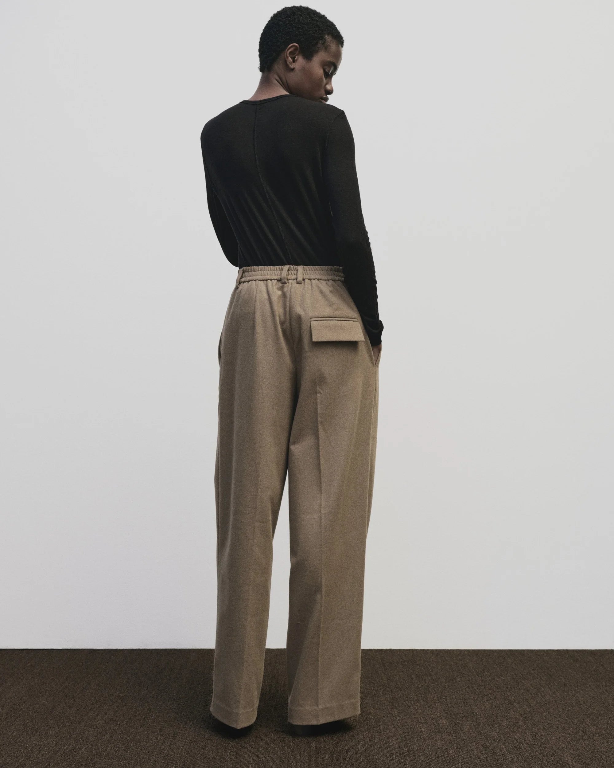Camel Wool Blend Wide Leg Pants