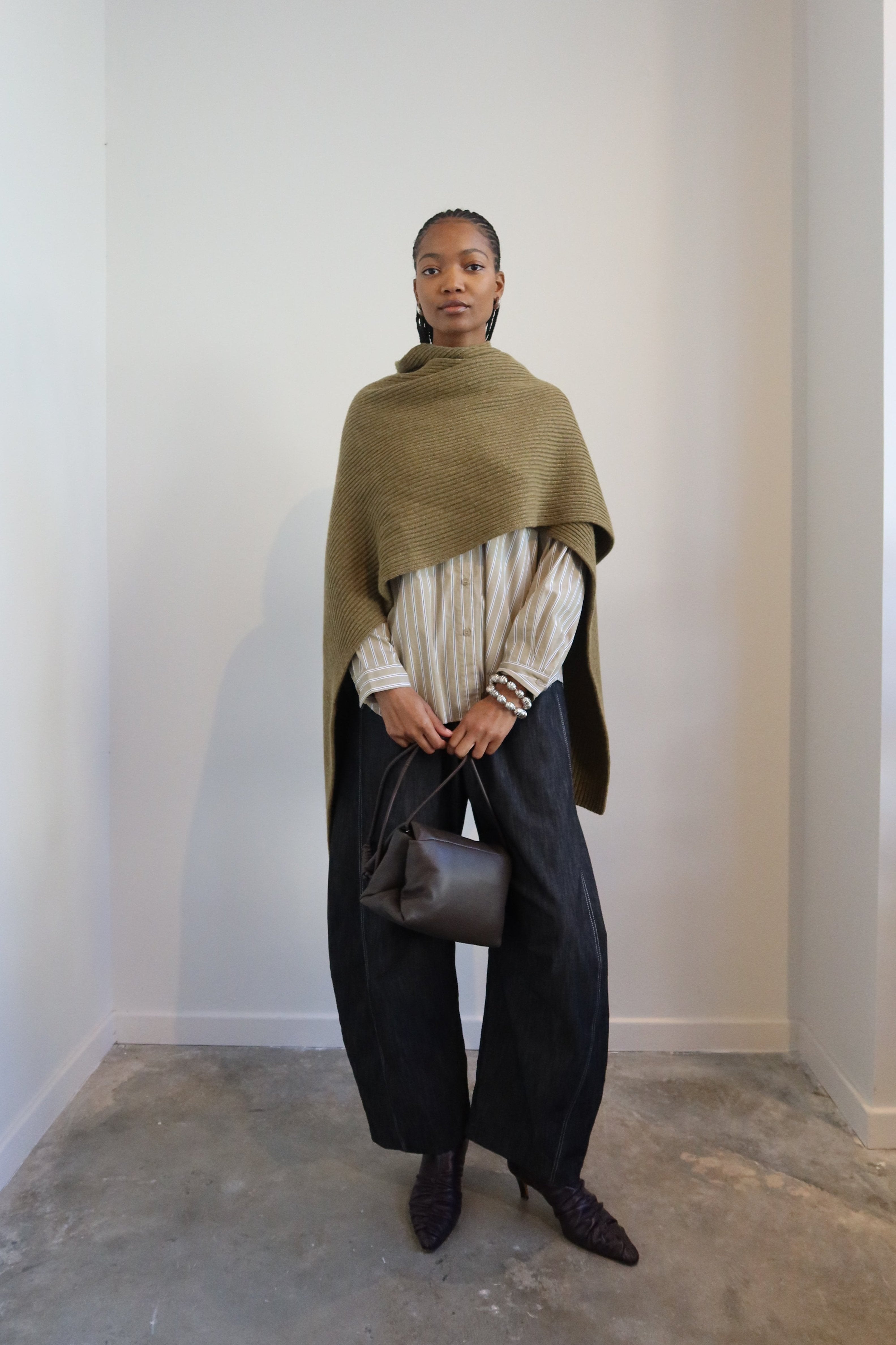 Karian Knit Cashmere And Wool Cape Scarf