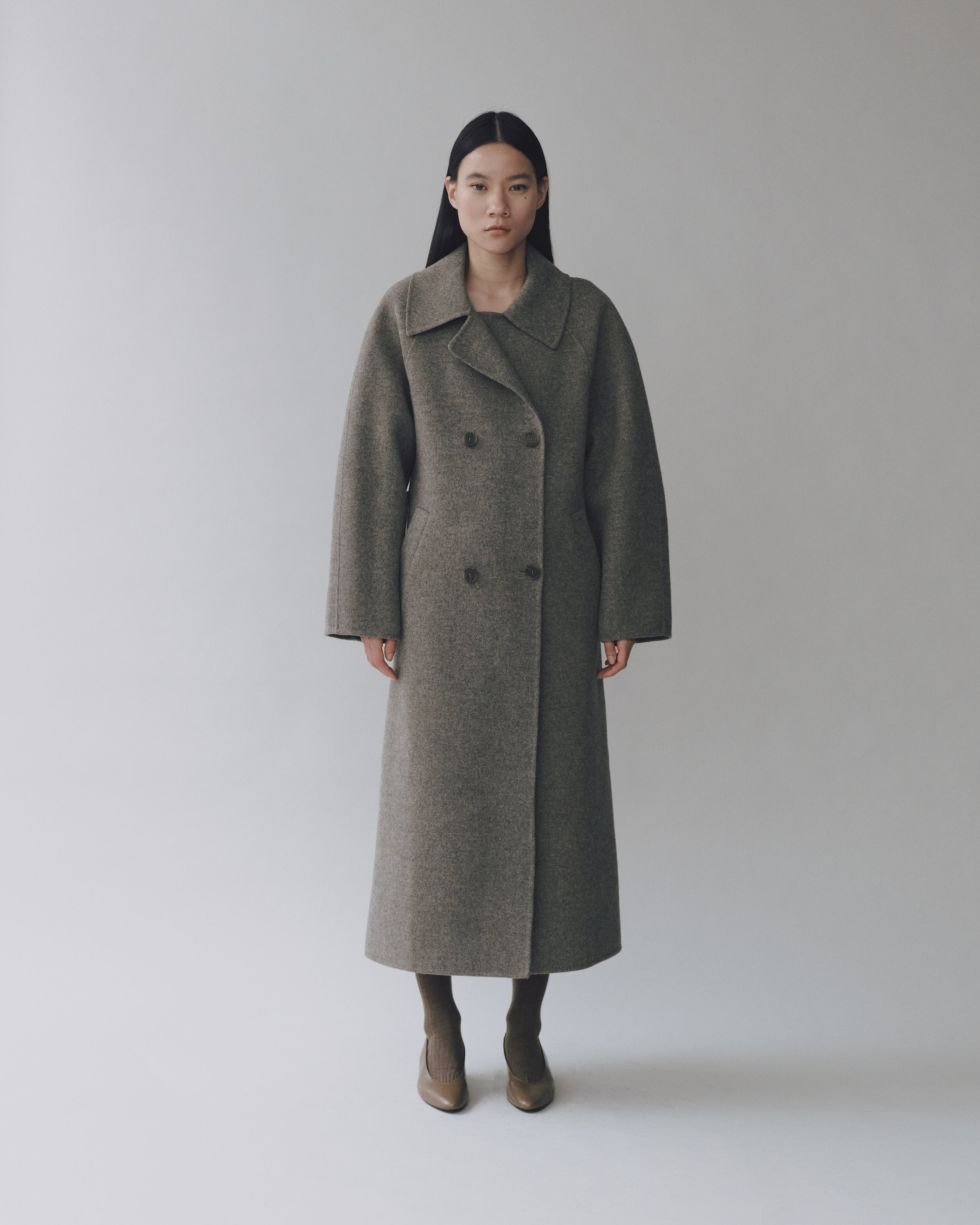 Gray Handmade Long Wool Coat