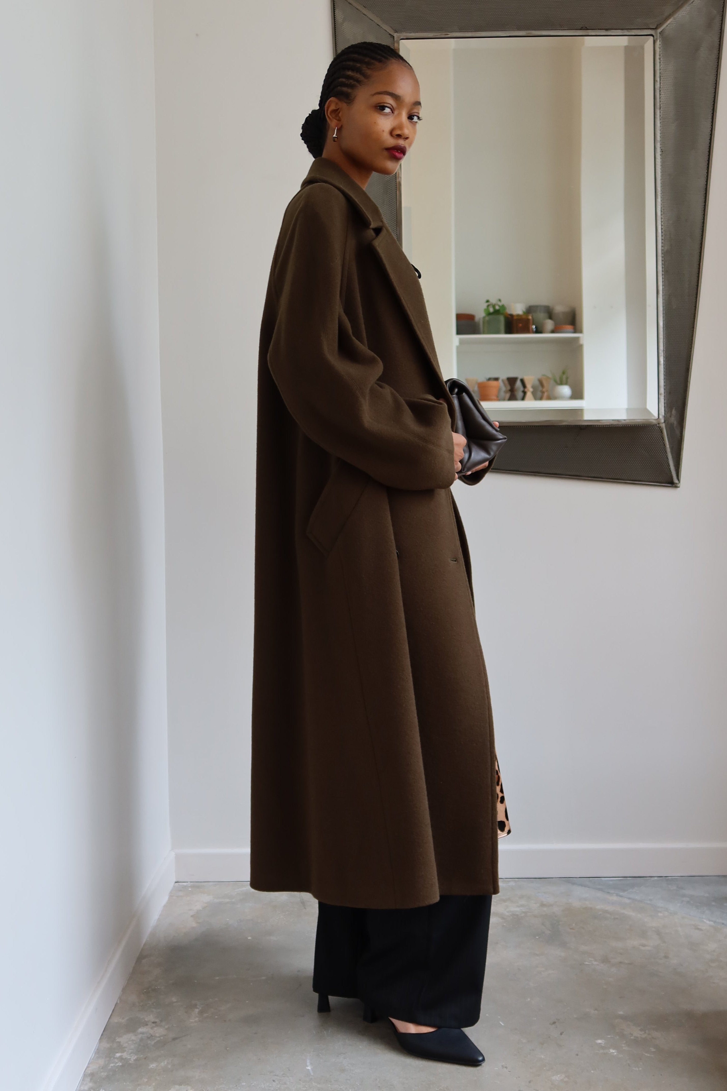 Cilia Dark Moss Wool Coat