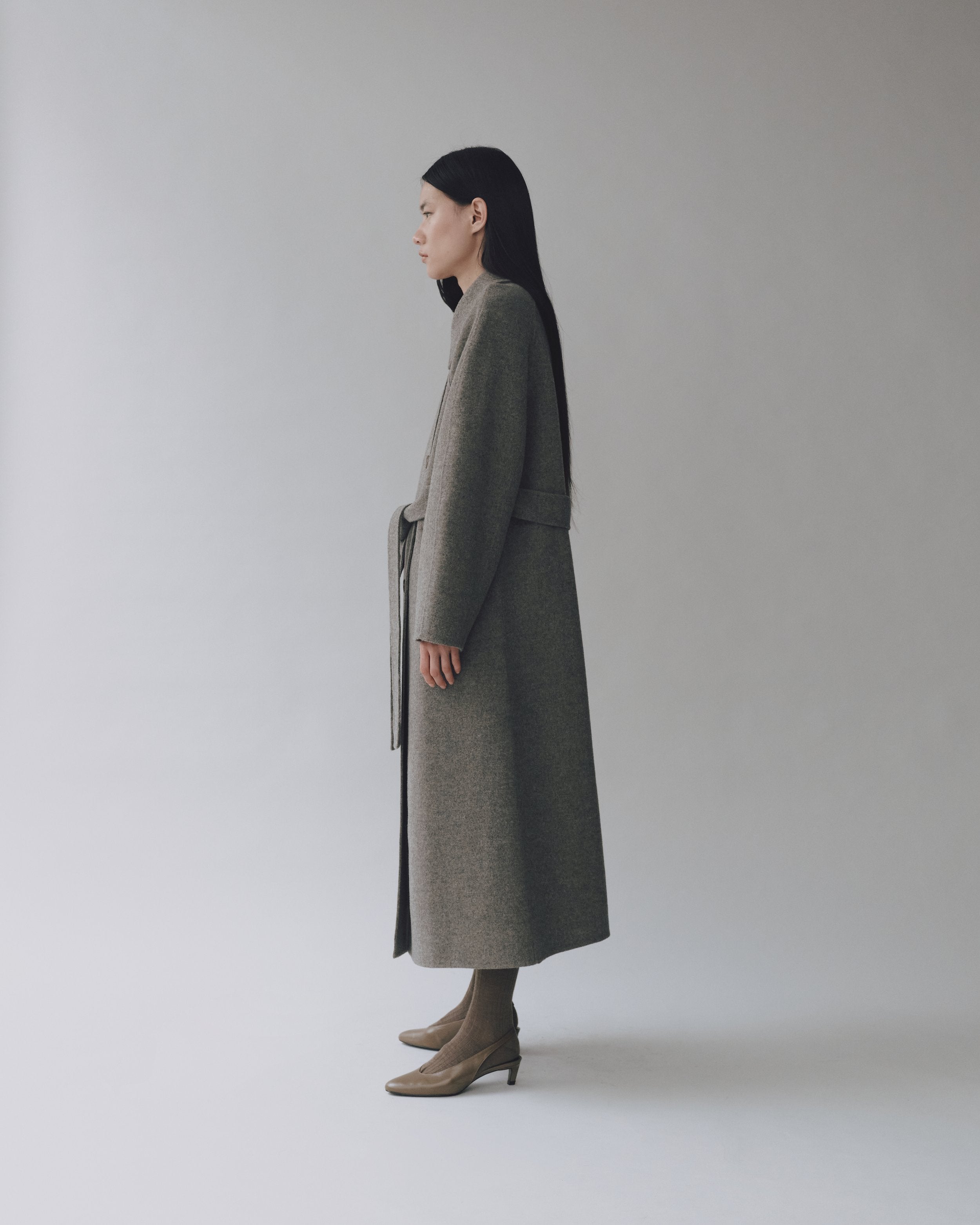 Gray Handmade Long Wool Coat