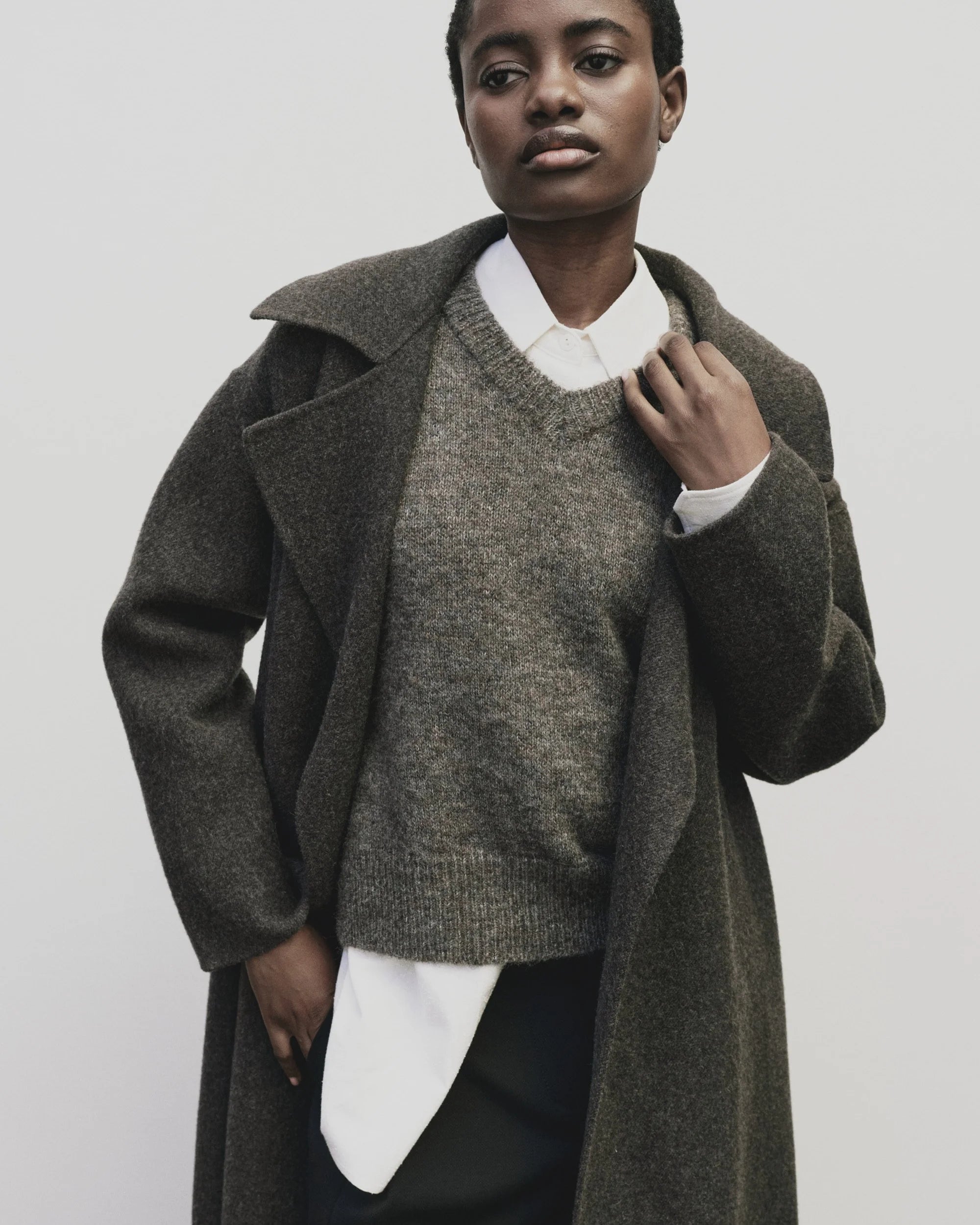 Brown Handmade Belted Wool Coat