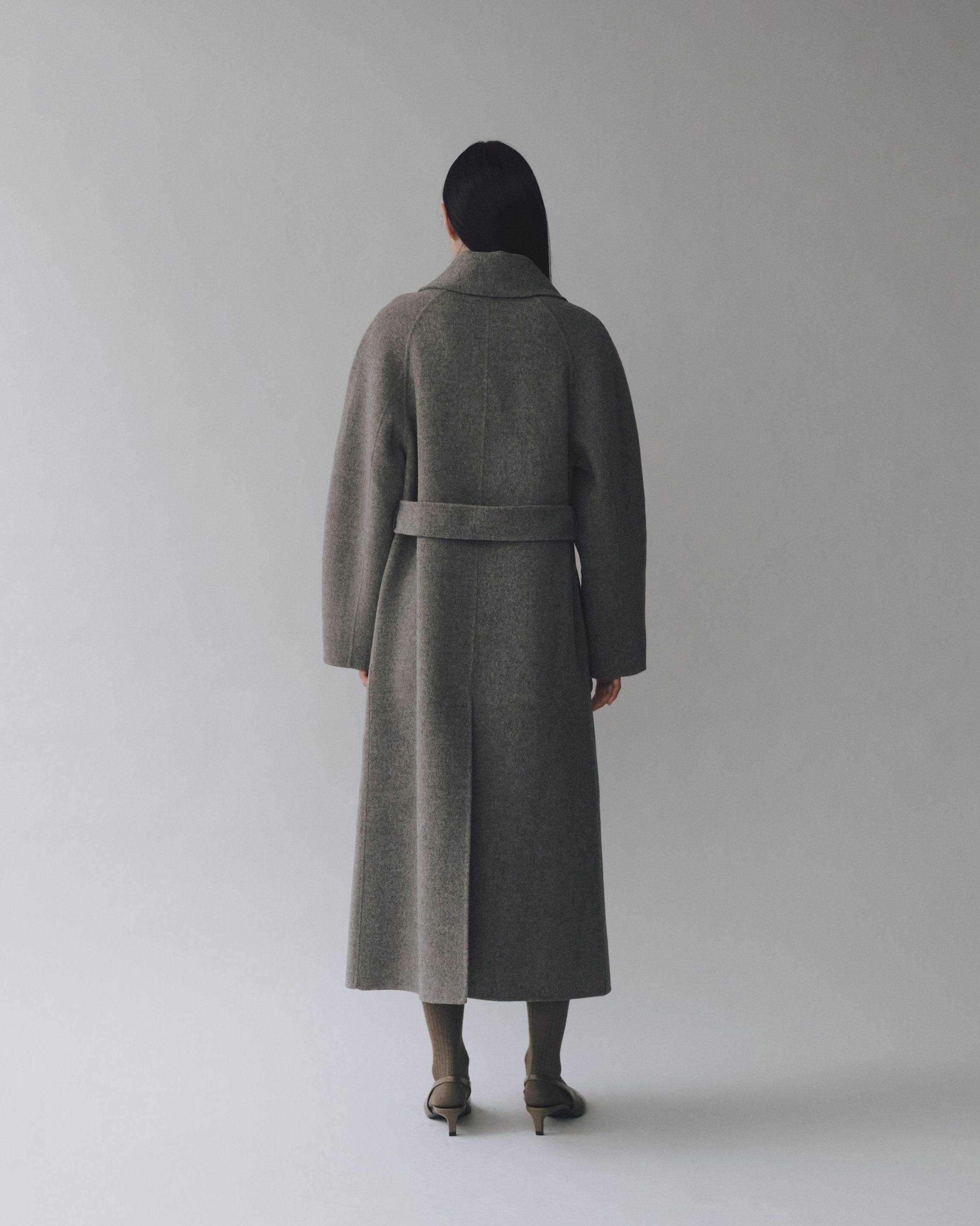 Gray Handmade Long Wool Coat