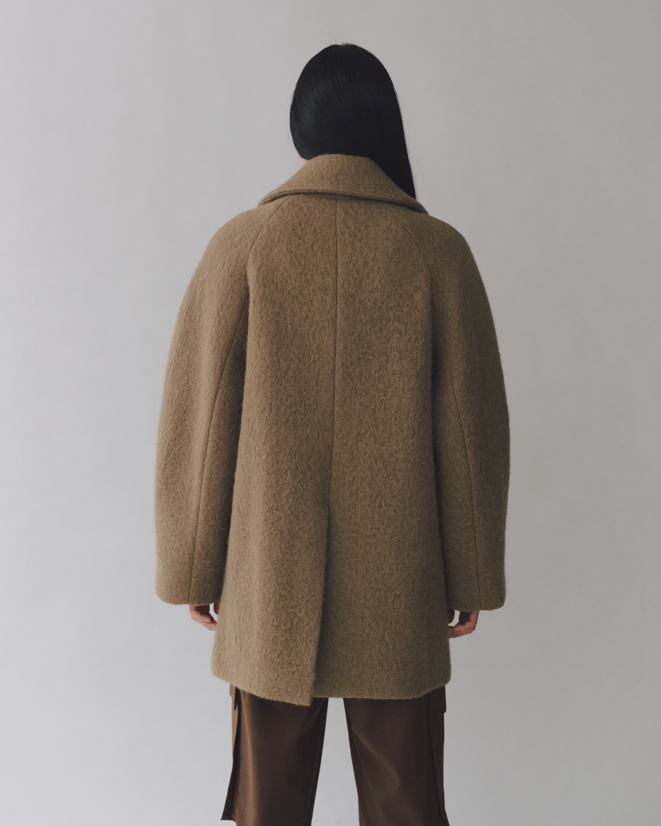 Camel Wool Alpaca Blend Boucle Coat