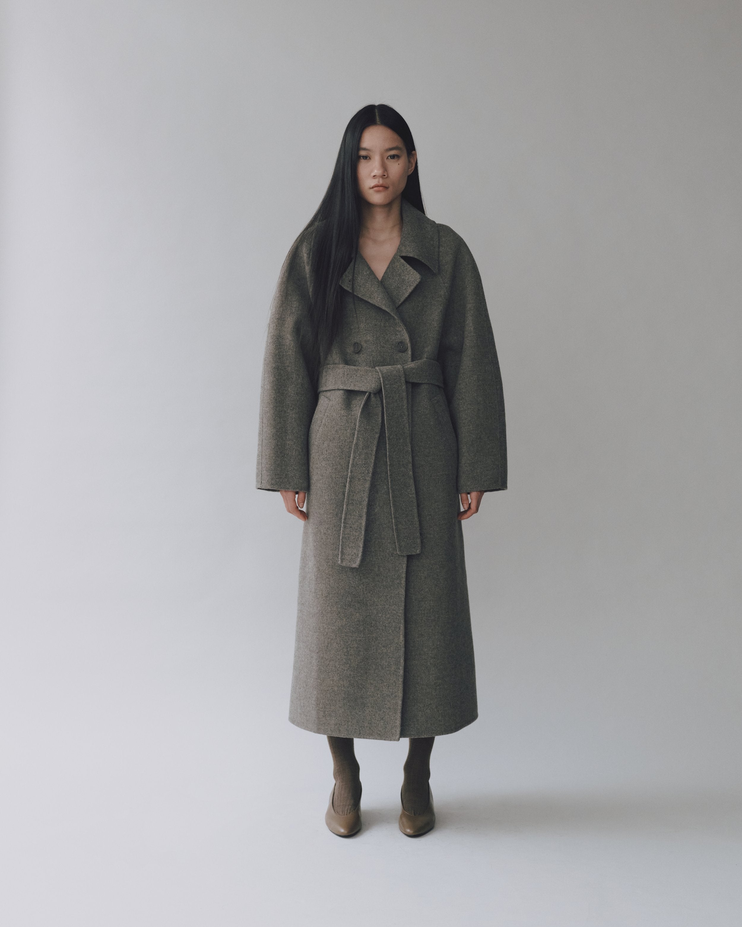 Gray Handmade Long Wool Coat