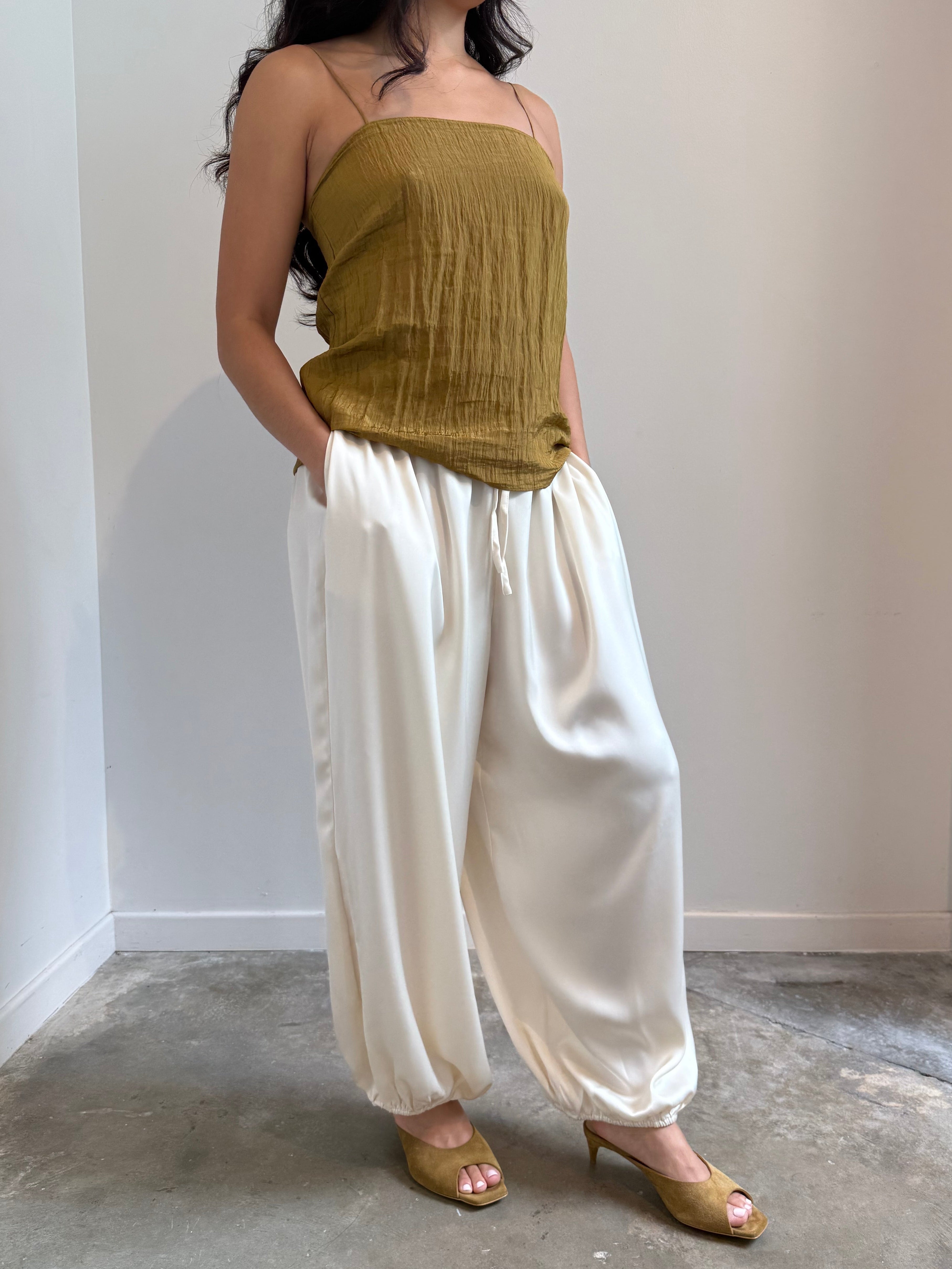 Collective relaxed balloon pants in black with drawstring waistband at Alas Eius