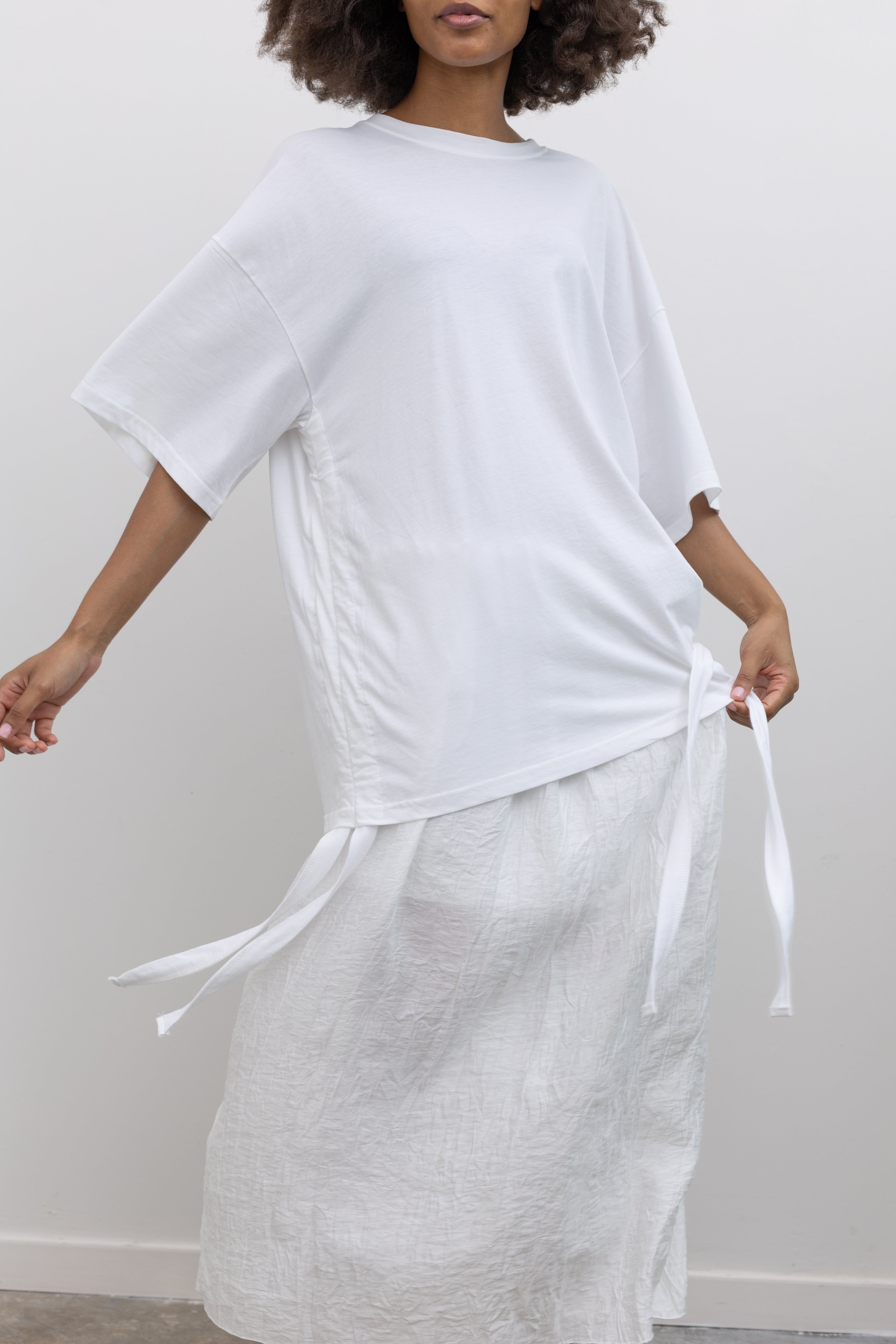 Collective boxy cotton jersey tee with adjustable cropped silhouette at Alas Eius