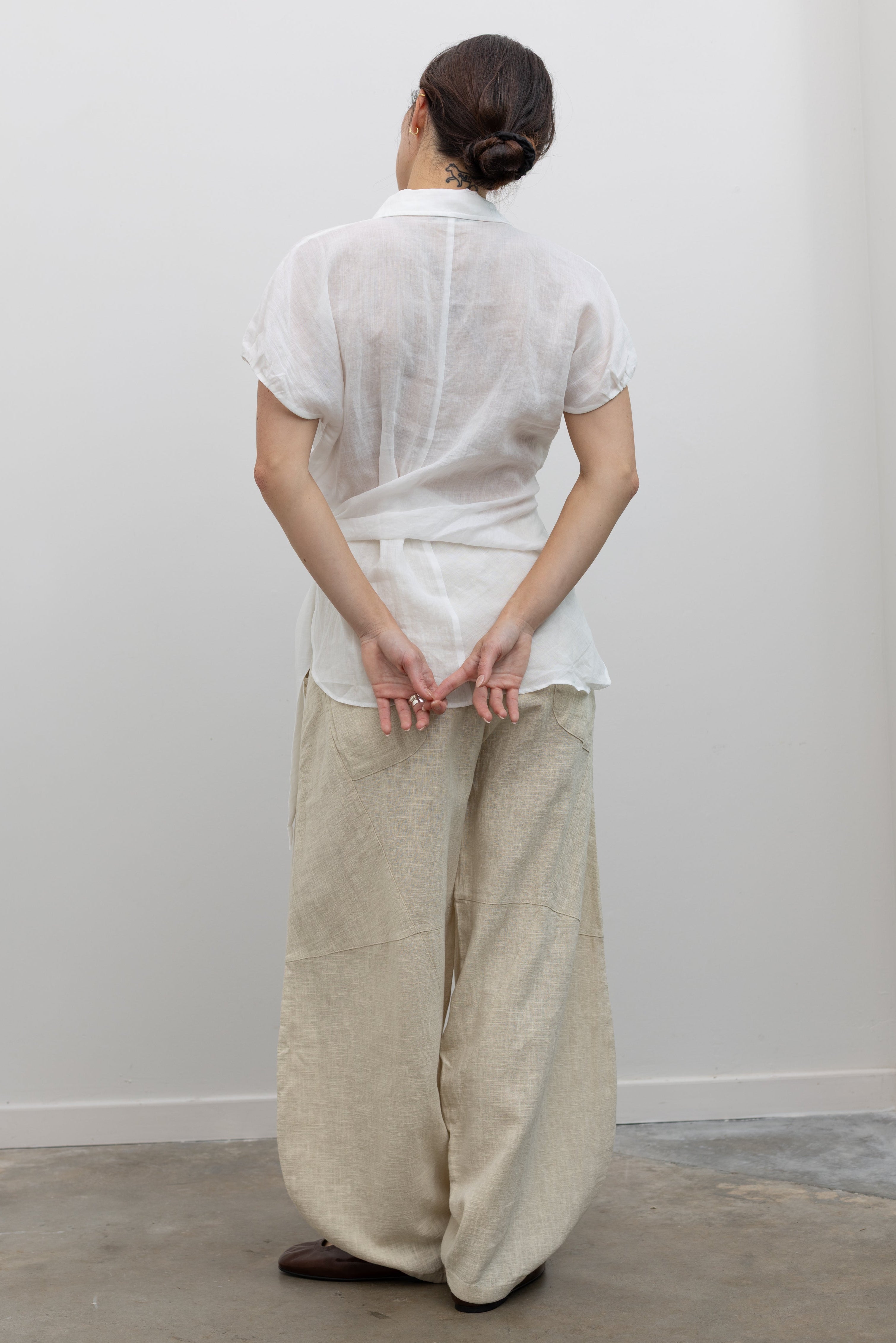Collective voluminous barrel leg pants with comfortable elastic waistband for everyday wear at Alas Eius