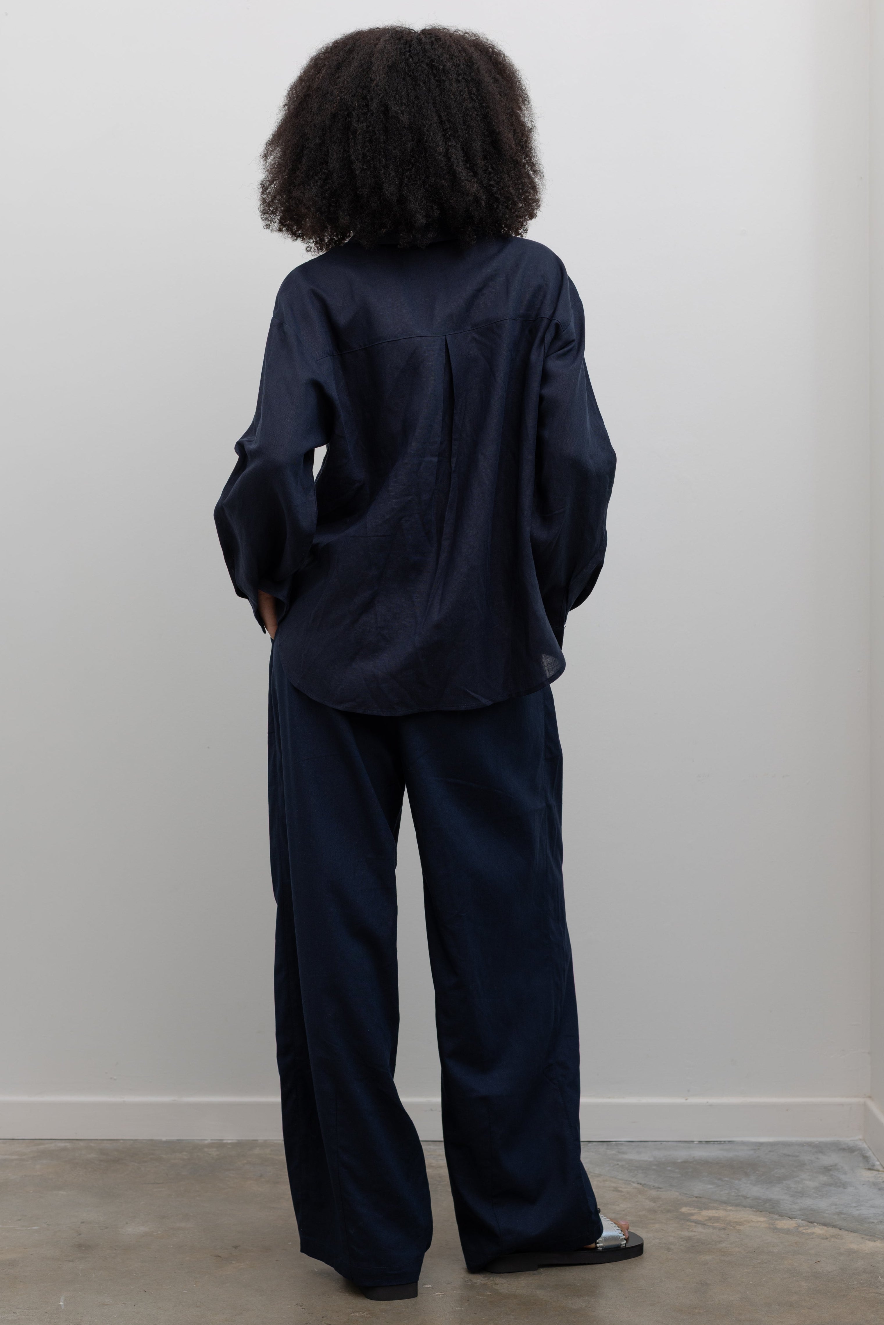 Collective women's Ink Linen Tuck Pants with soft pleats and effortless fit at Alas Eius