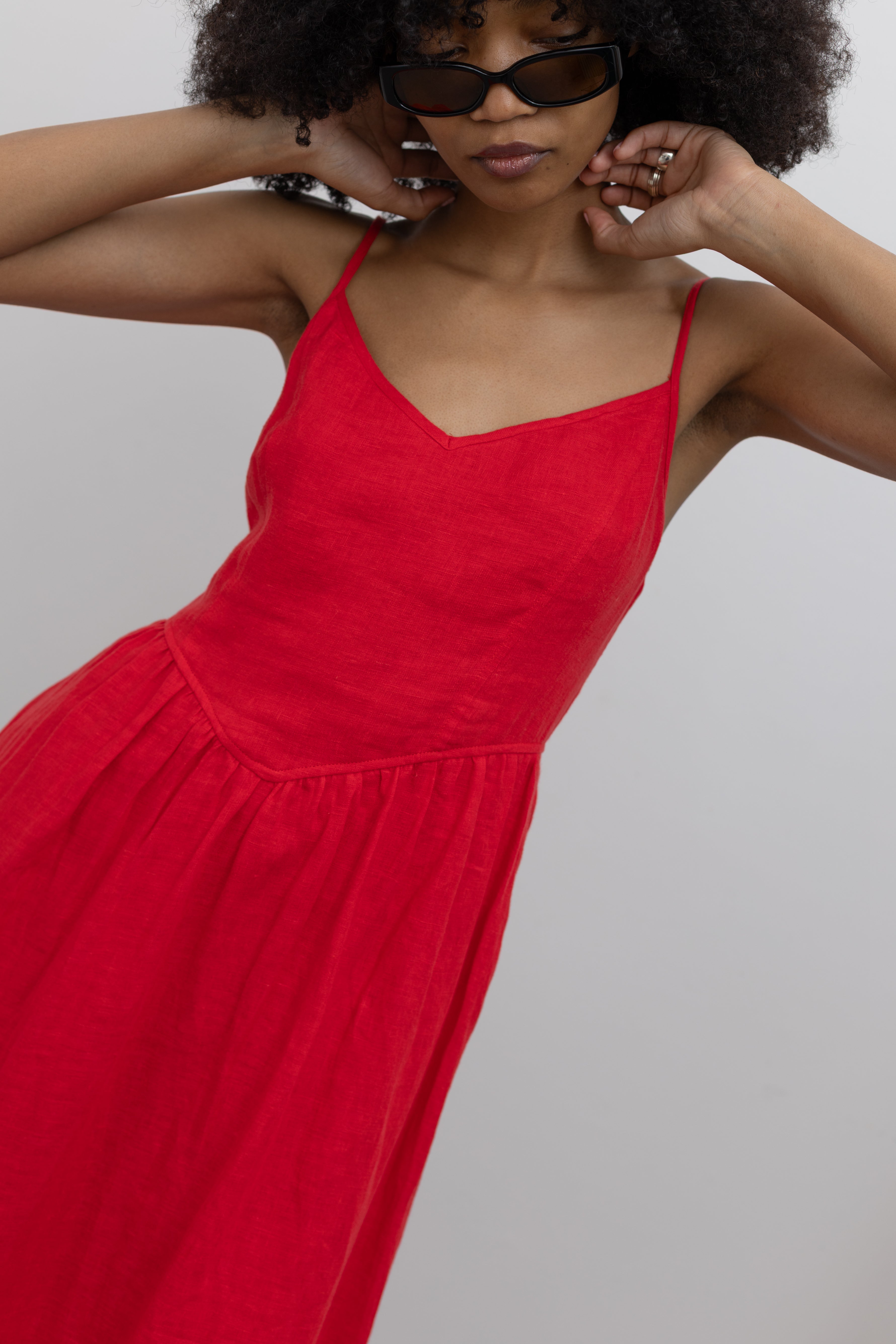 Collective Breathable Linen Dress with Adjustable Spaghetti Straps at Alas Eius