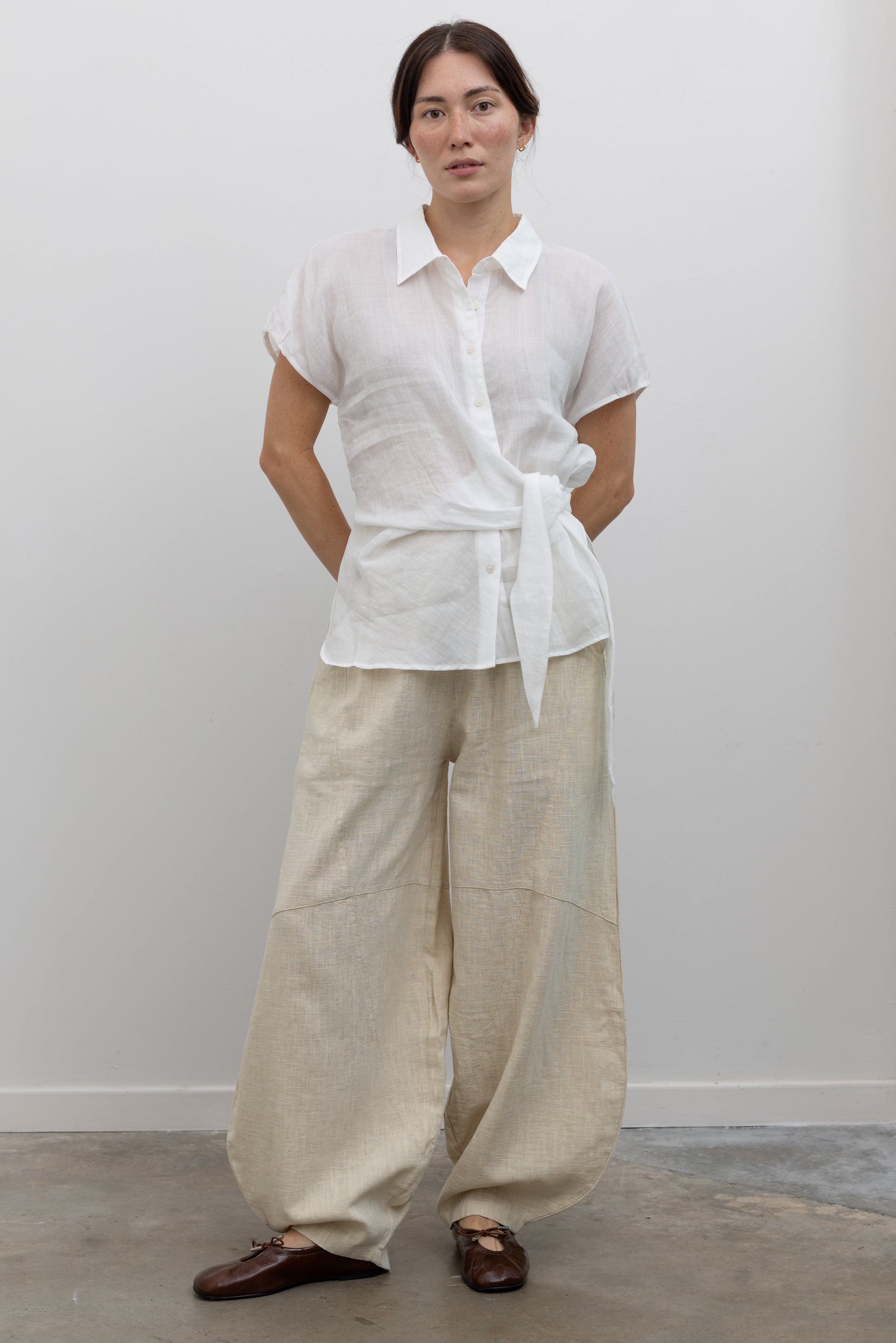 Collective modern tunic shirt with side tie accents and airy fabric at Alas Eius