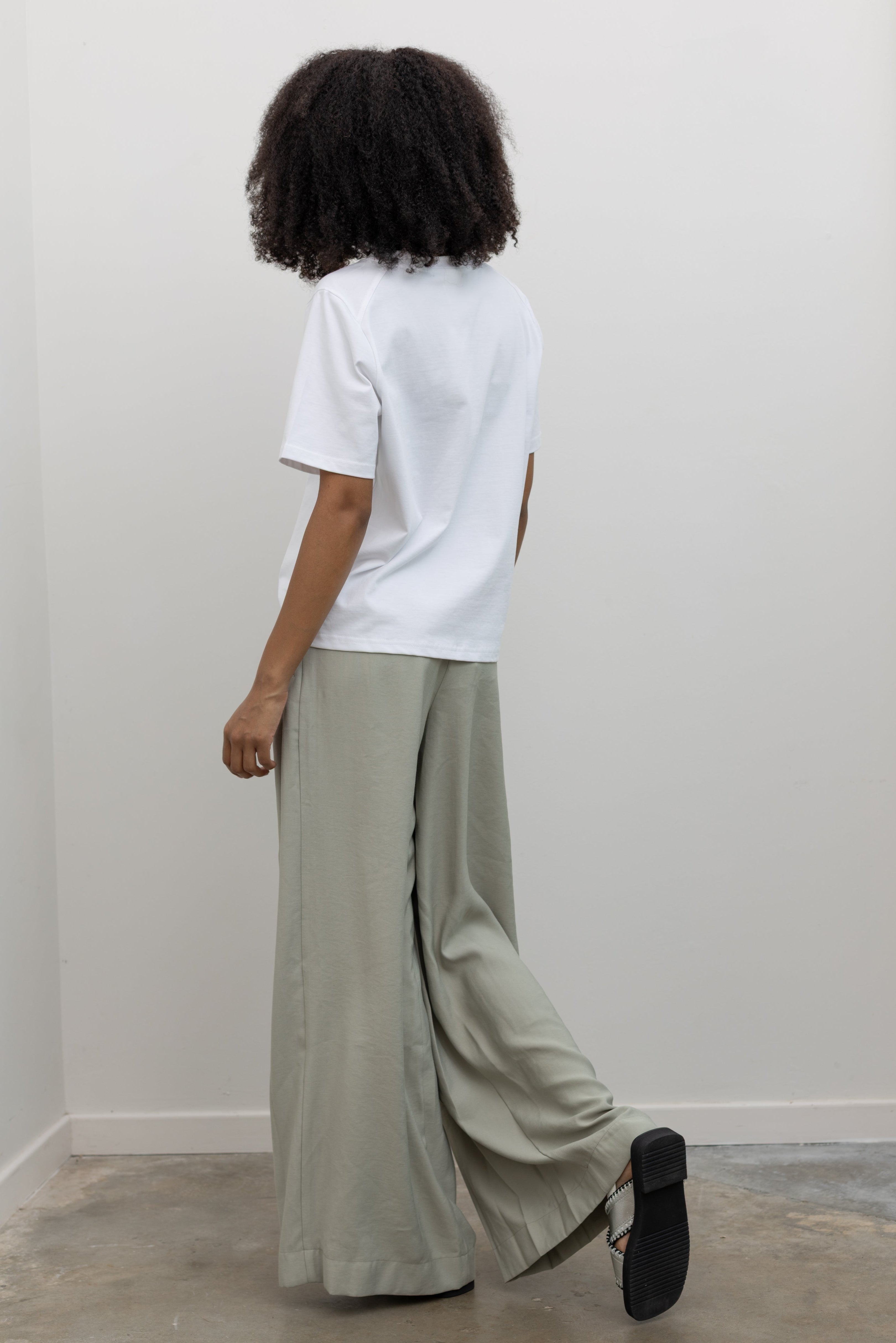 Collective tailored low-rise bamboo blend trousers with ultra wide leg fit at Alas Eius