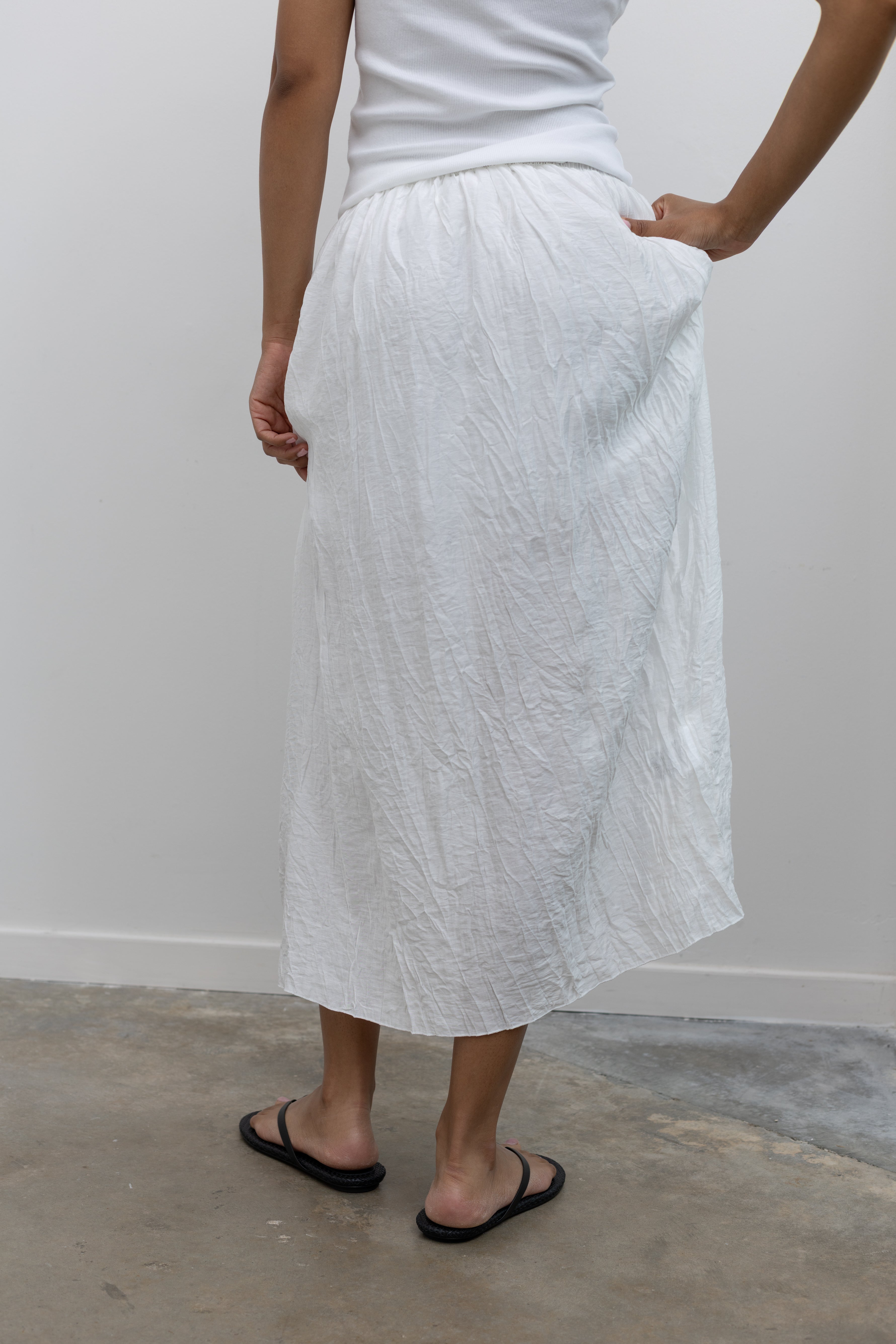Collective textured cotton blend skirt with a breezy half-lined silhouette at Alas Eius