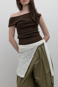 White Linen Layered Shawl