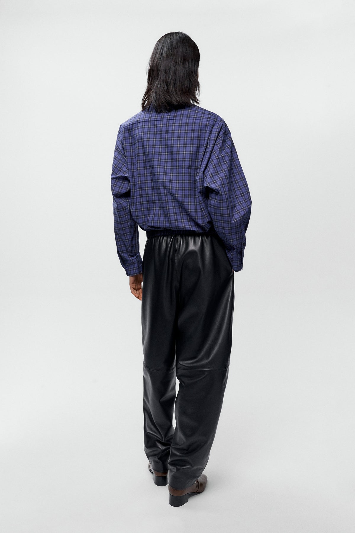 Klein Navy Checked Bomber Shirt