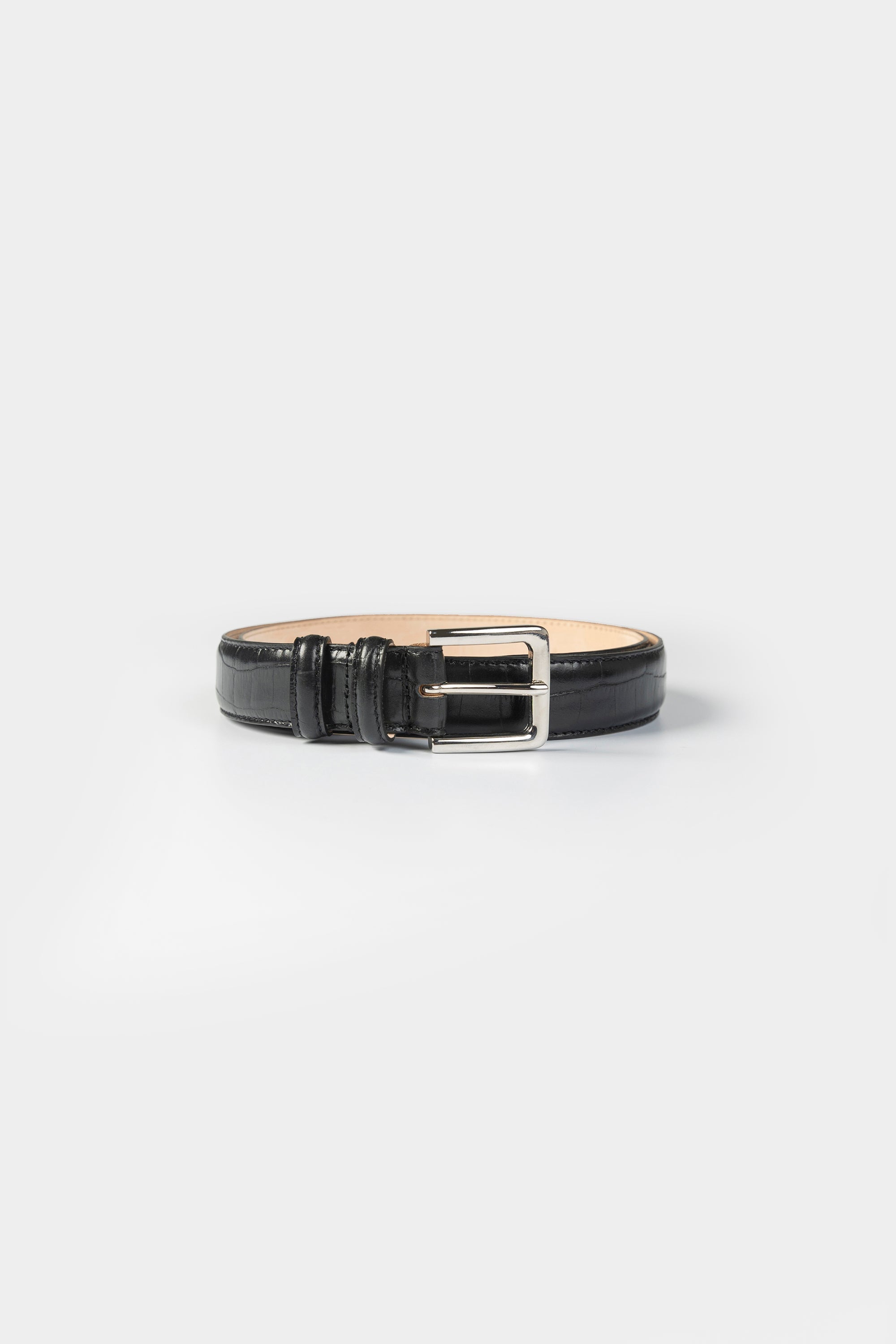 Cordera crocodile embossed belt in premium calfskin at Alas Eius