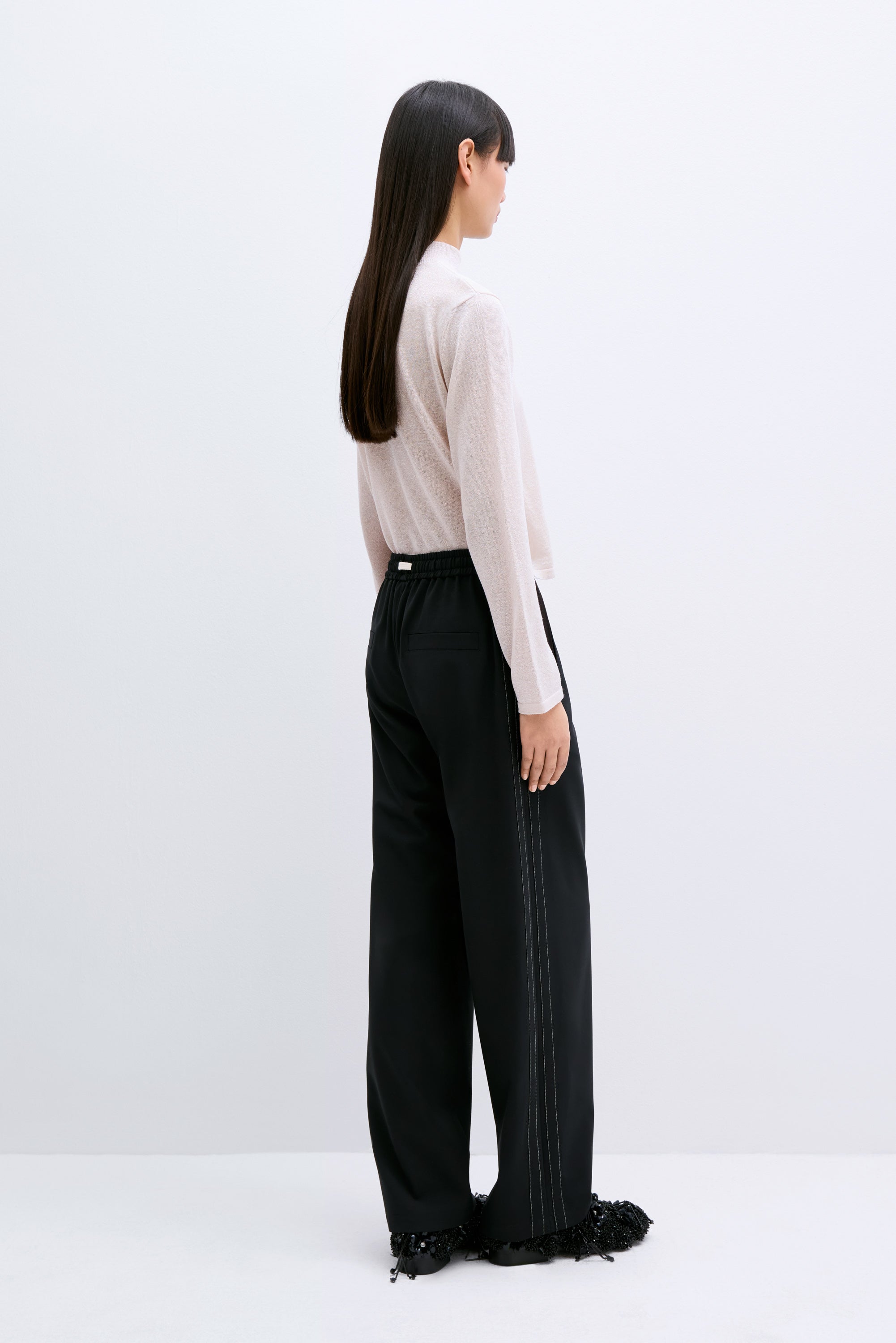 Black Tailored Drawstring Pants