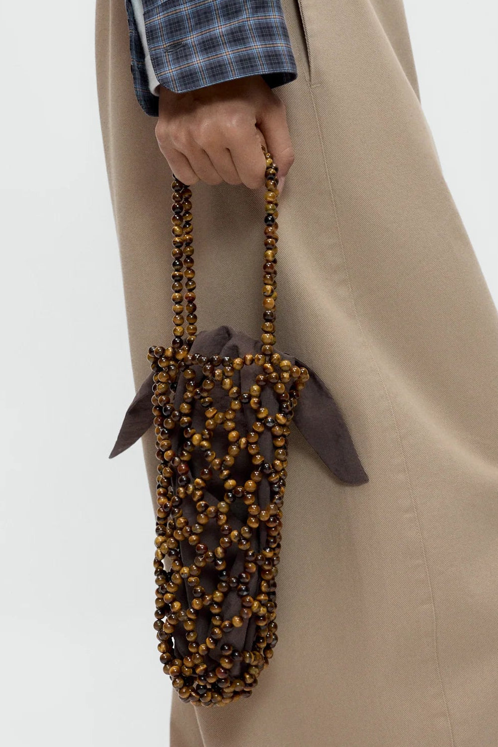 Cordera gemstone bead statement handbag in sculptural bottle shape at Alas Eius
