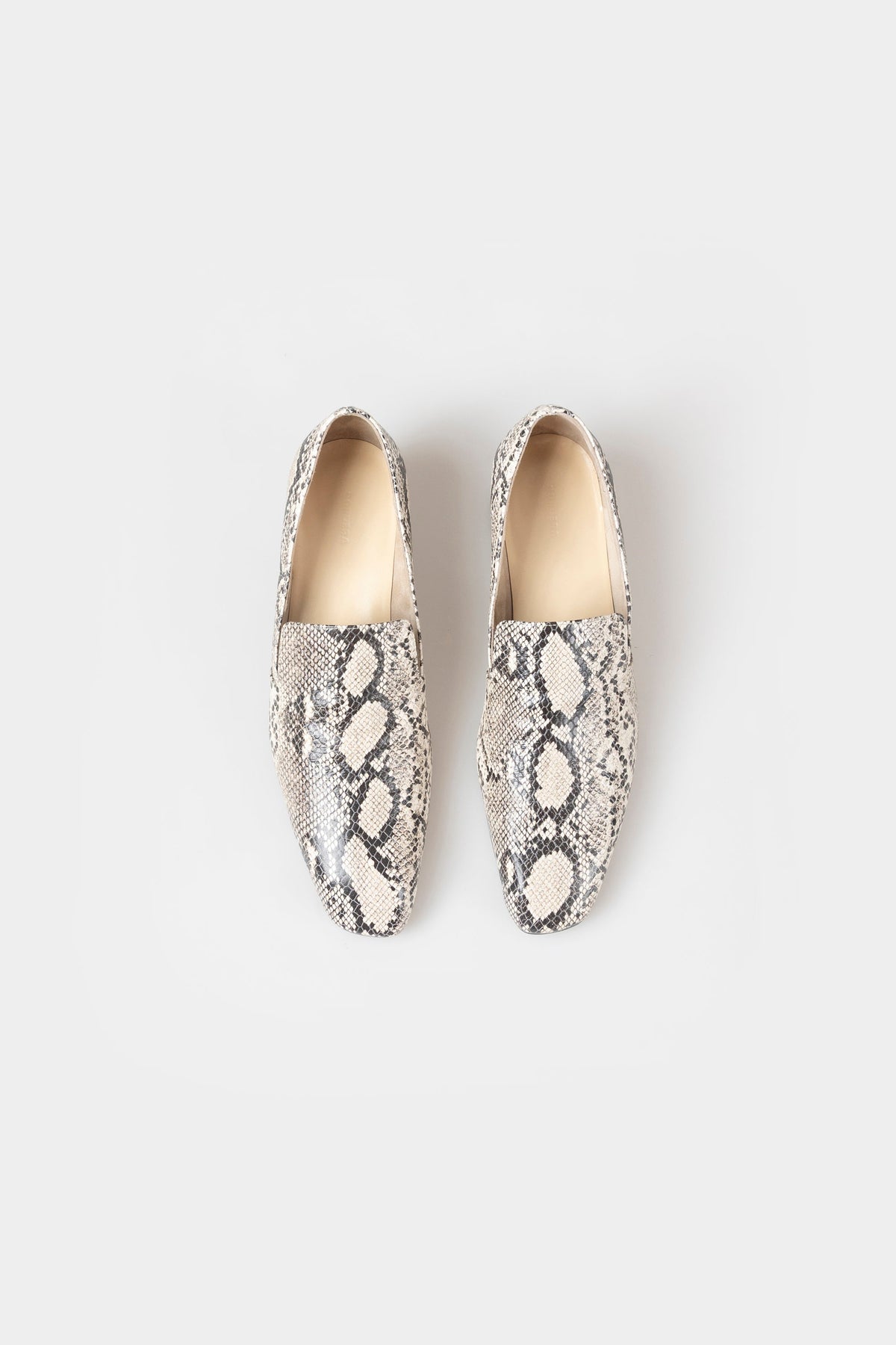Cream Snake Heeled Loafer
