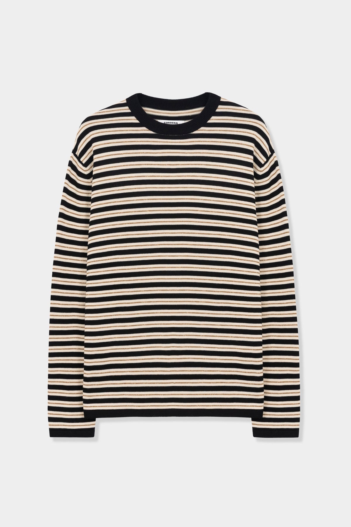 Black Organic Cotton Striped Long Sleeve Tee