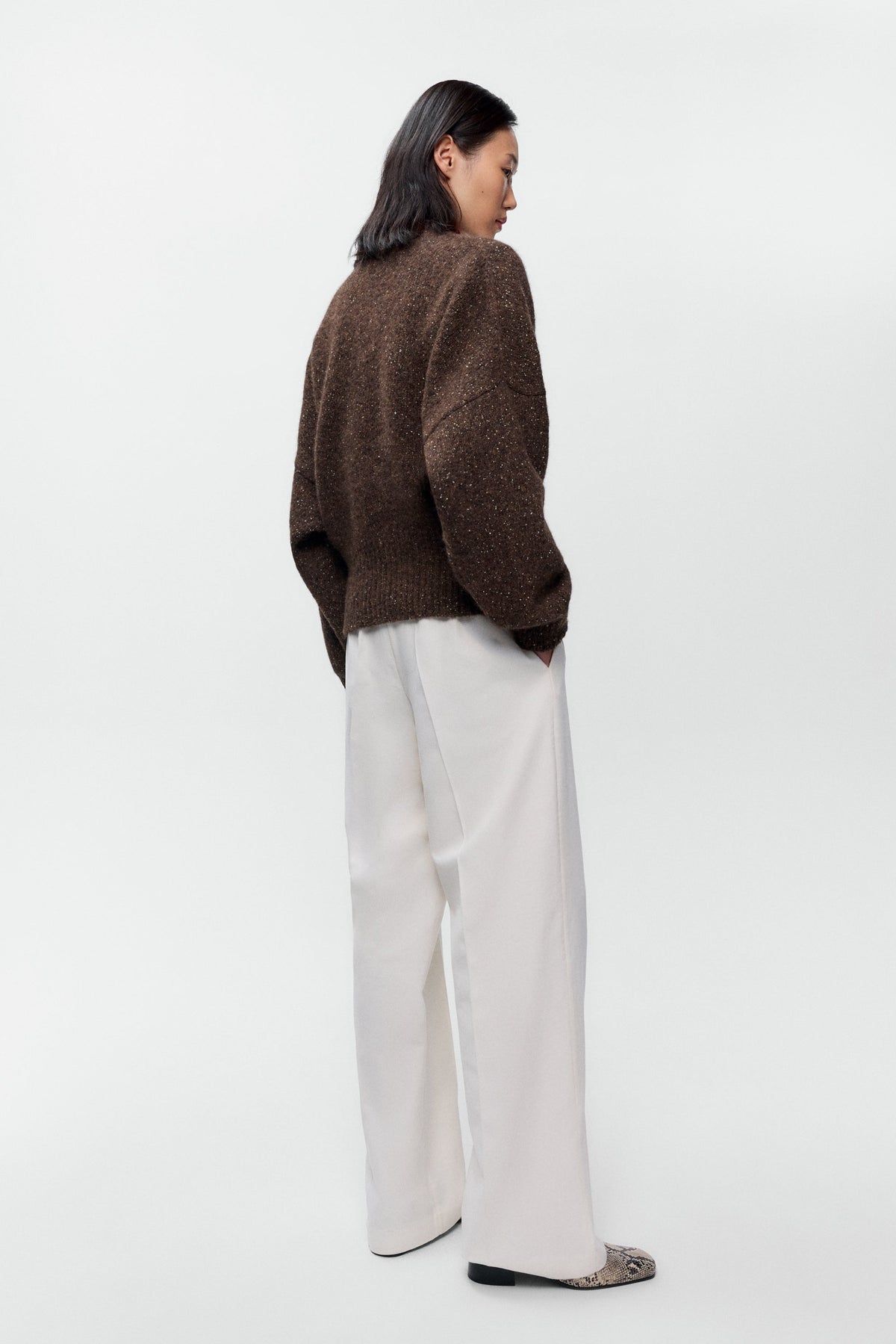 Chocolate Speckled V-Neck Sweater