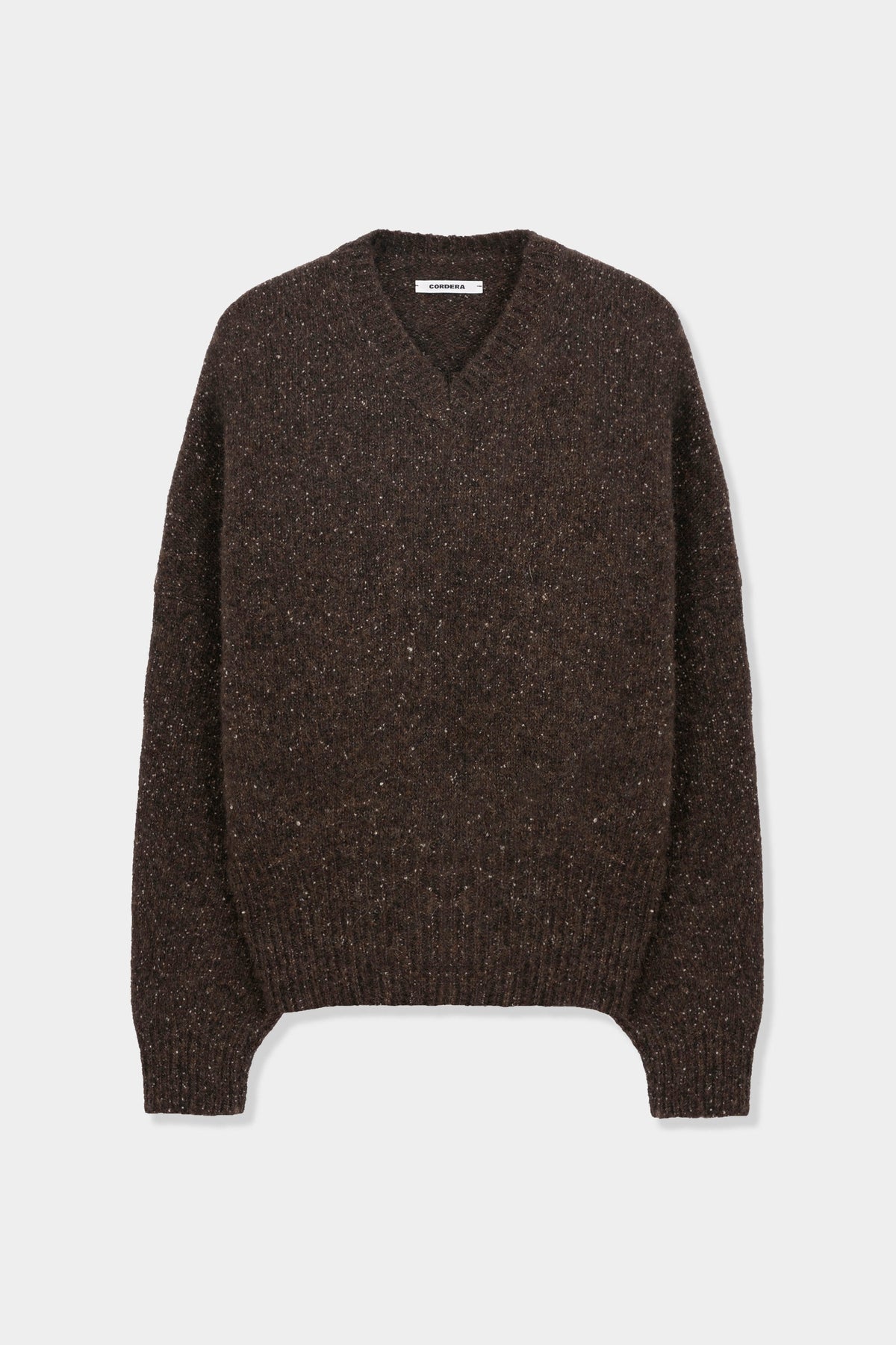 Chocolate Speckled V-Neck Sweater