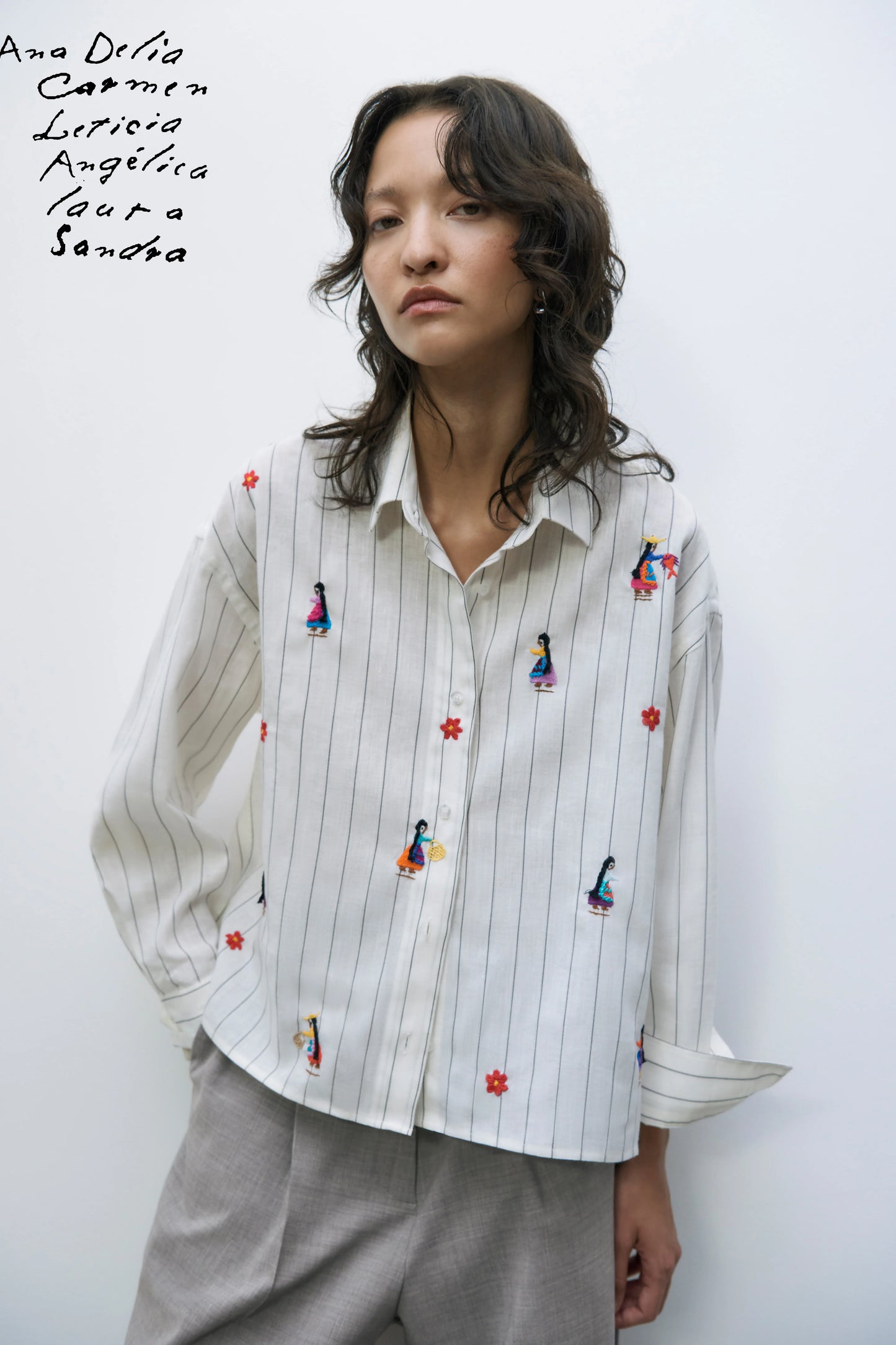 Oversized Hand Embroidered Button Down Top