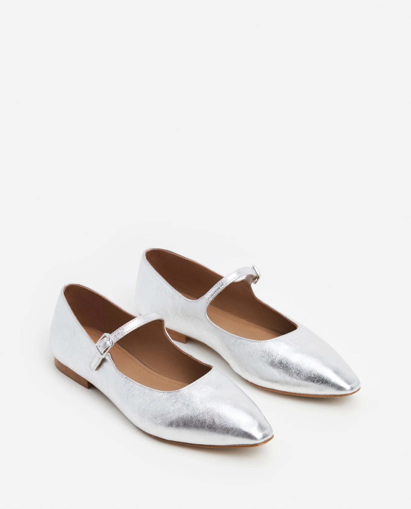 Camila Silver Leather Mary Jane Flat