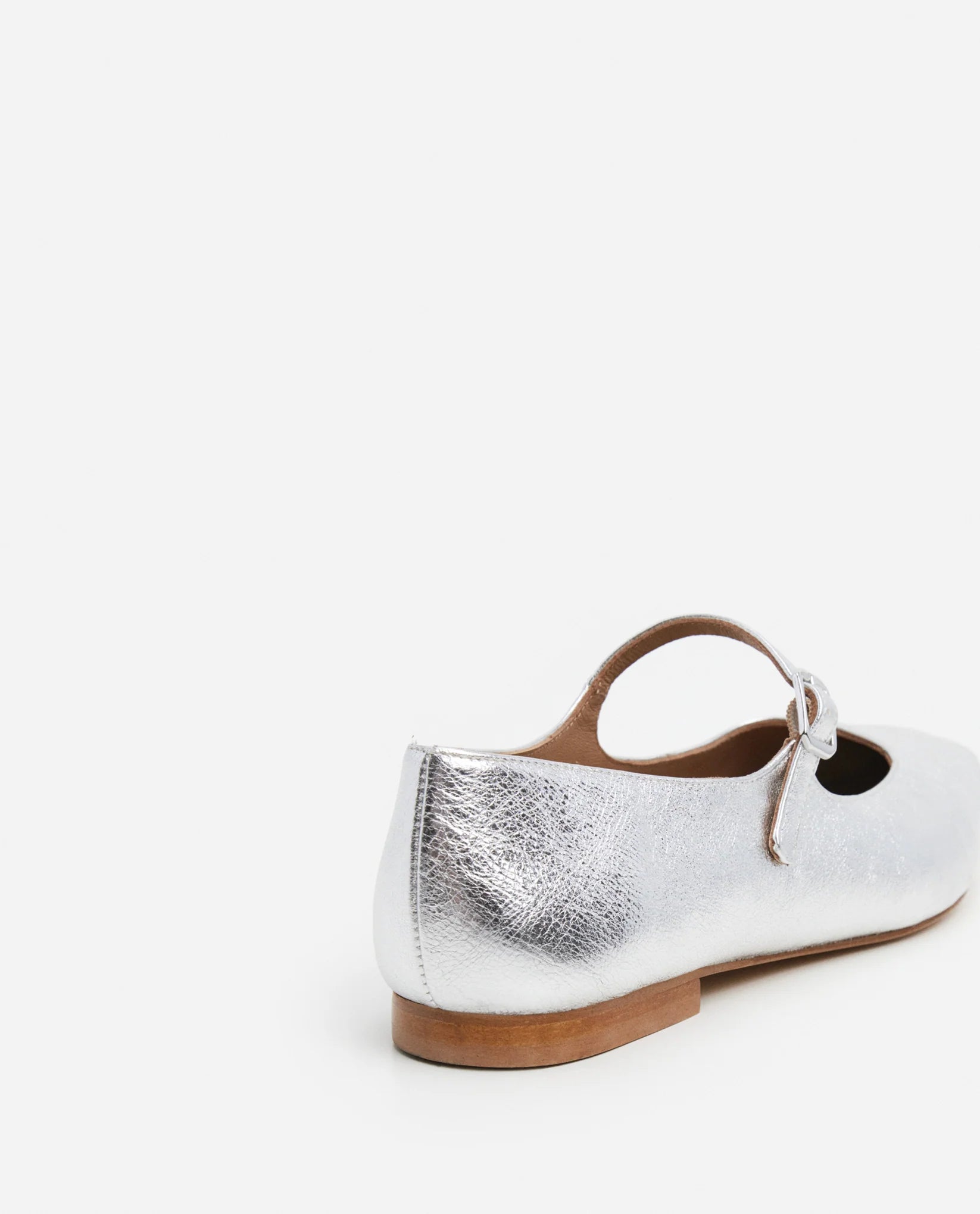 Camila Silver Leather Mary Jane Flat