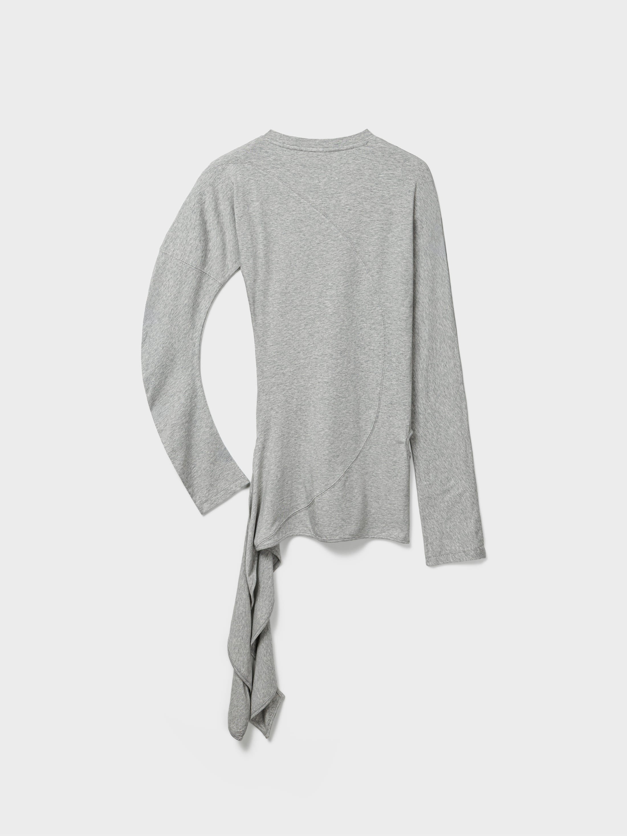 Gray Wrap Long-Sleeve T-Shirt by Low Classic, elevated everyday cotton top for transitional fall dressing at Alas Eius