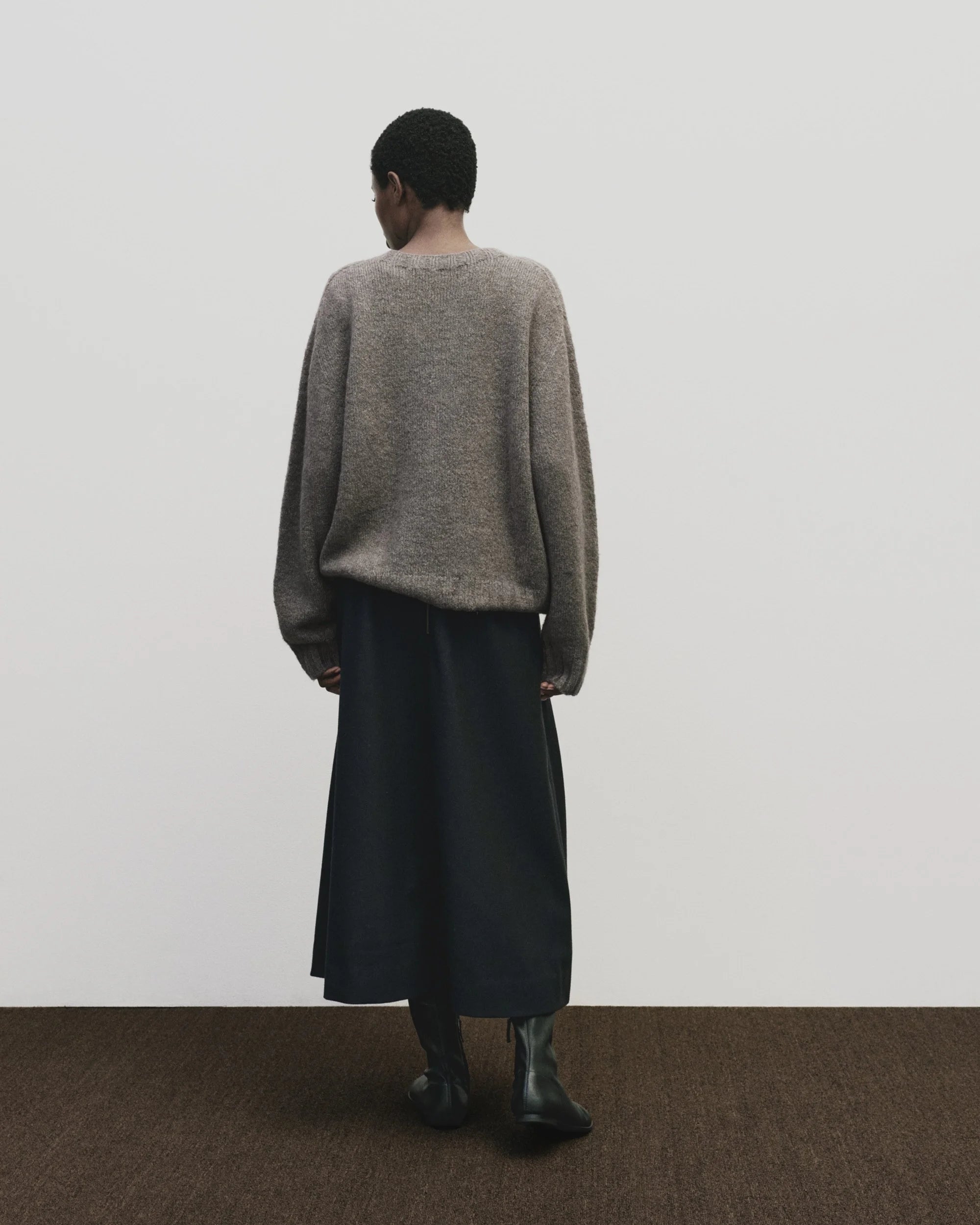 Gray Alpaca Blend Wholegarment Knit