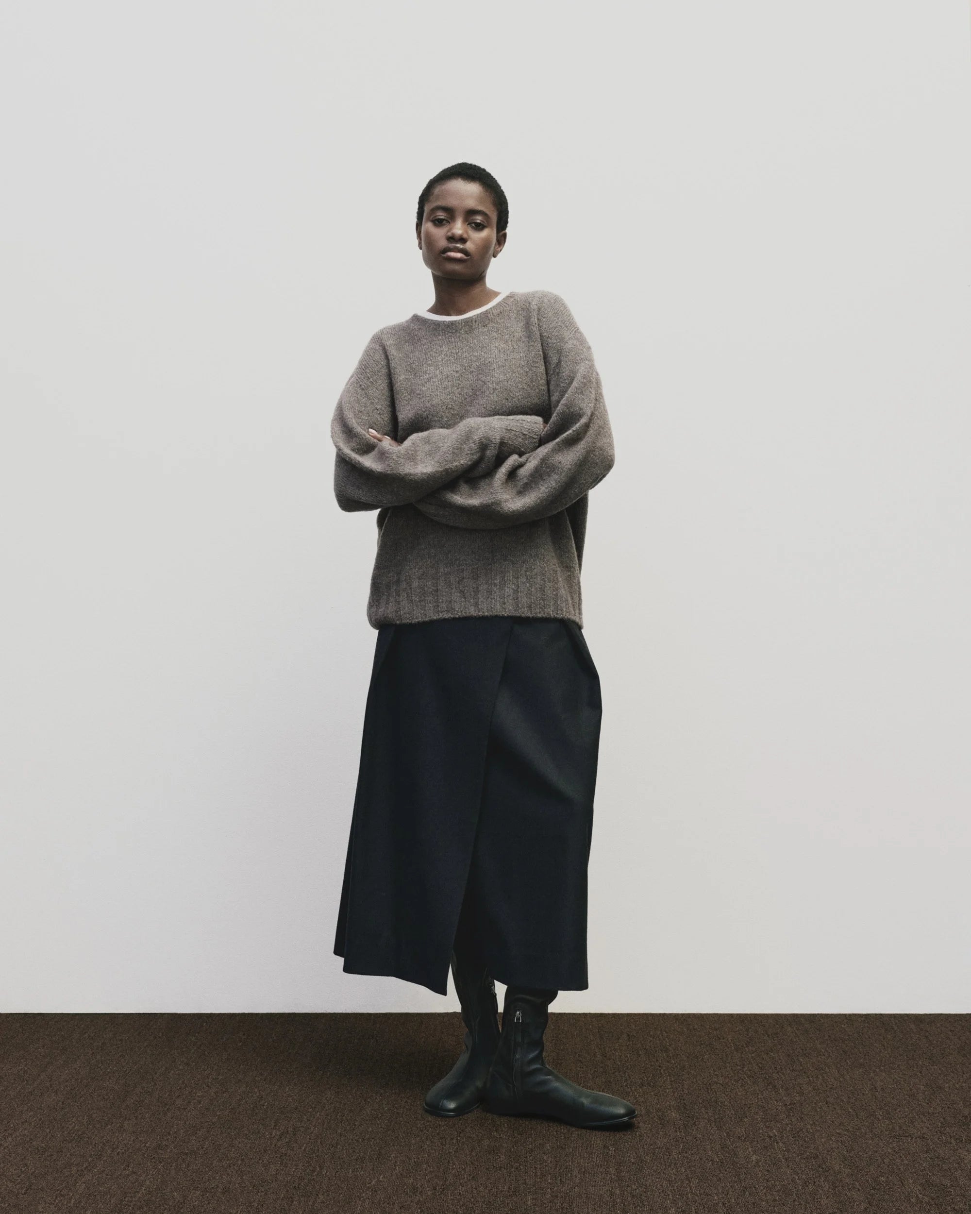 Gray Alpaca Blend Wholegarment Knit