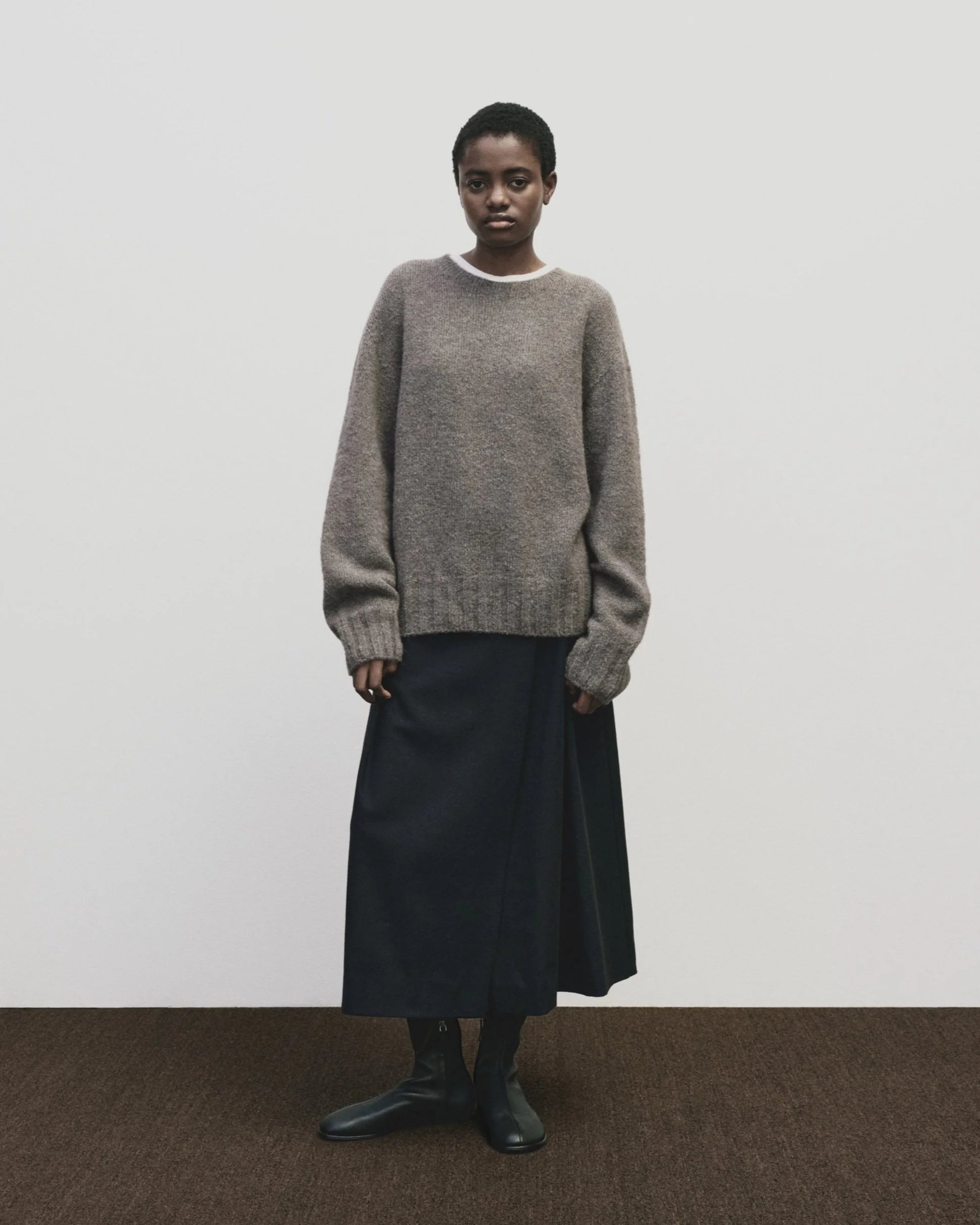 Gray Alpaca Blend Wholegarment Knit